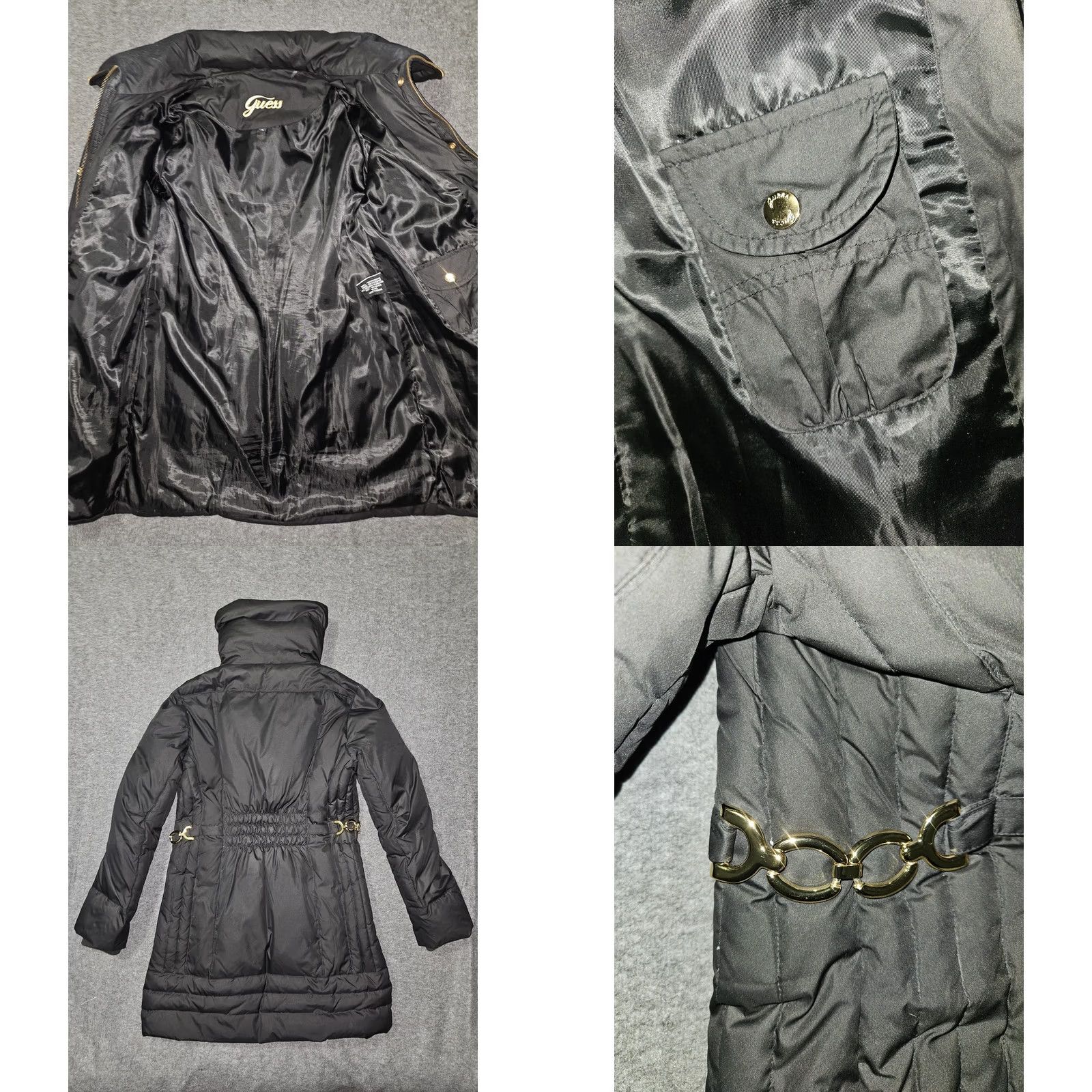 Guess Guess Coat Womens Small Black Down Puffer Gold Hardware Hooded Winter Preppy Urban 90s Mens? Size S / US 4 / IT 40 - 8 Thumbnail