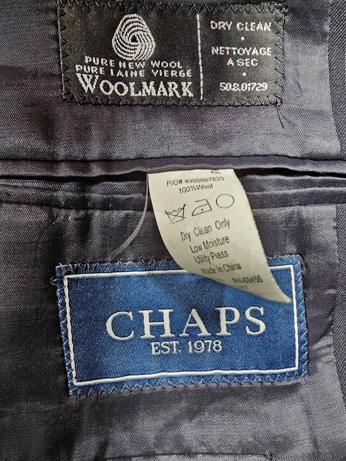 Chaps Chaps Men's Blazer Sz 48L Blue 100% Wool 48L 2 Button STAIN Size 48L - 7 Thumbnail