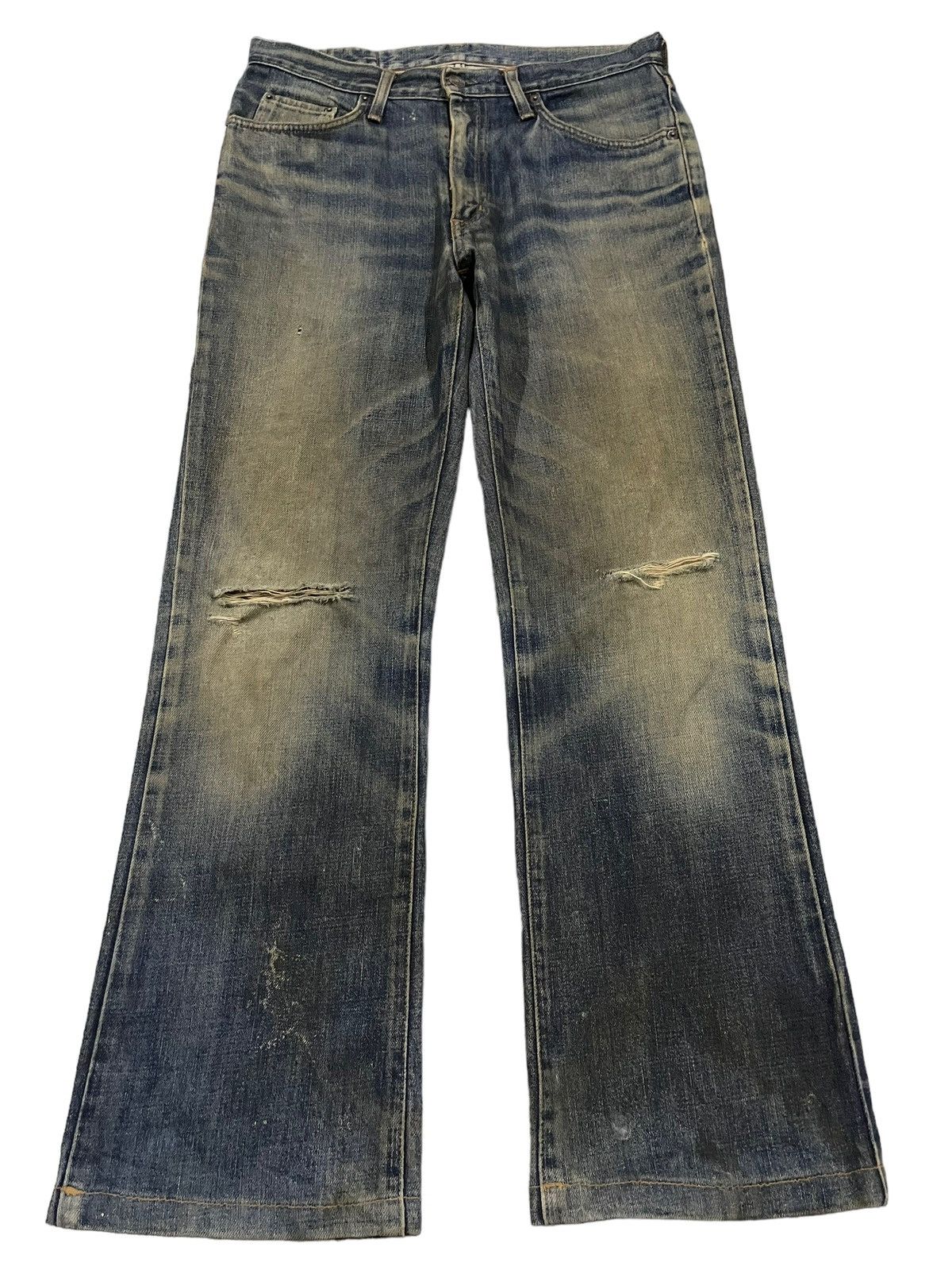 image of 1990X Clothing x Archival Clothing Vintage Edwin Classic Mud Wash Style Baggy Jeans in Blue (Size 3