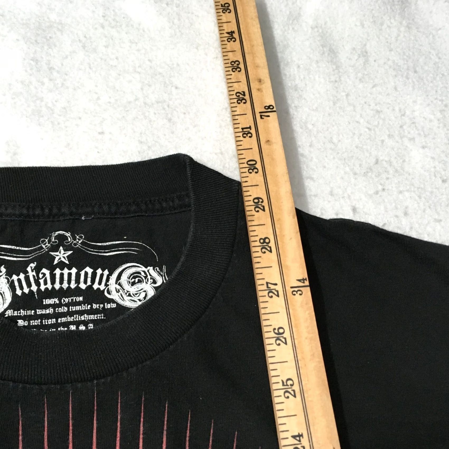 Vintage Infamous Mens T Shirt XL Black Short Sleeve Skate Star graphic artist design Size US XL / EU 56 / 4 - 5 Thumbnail