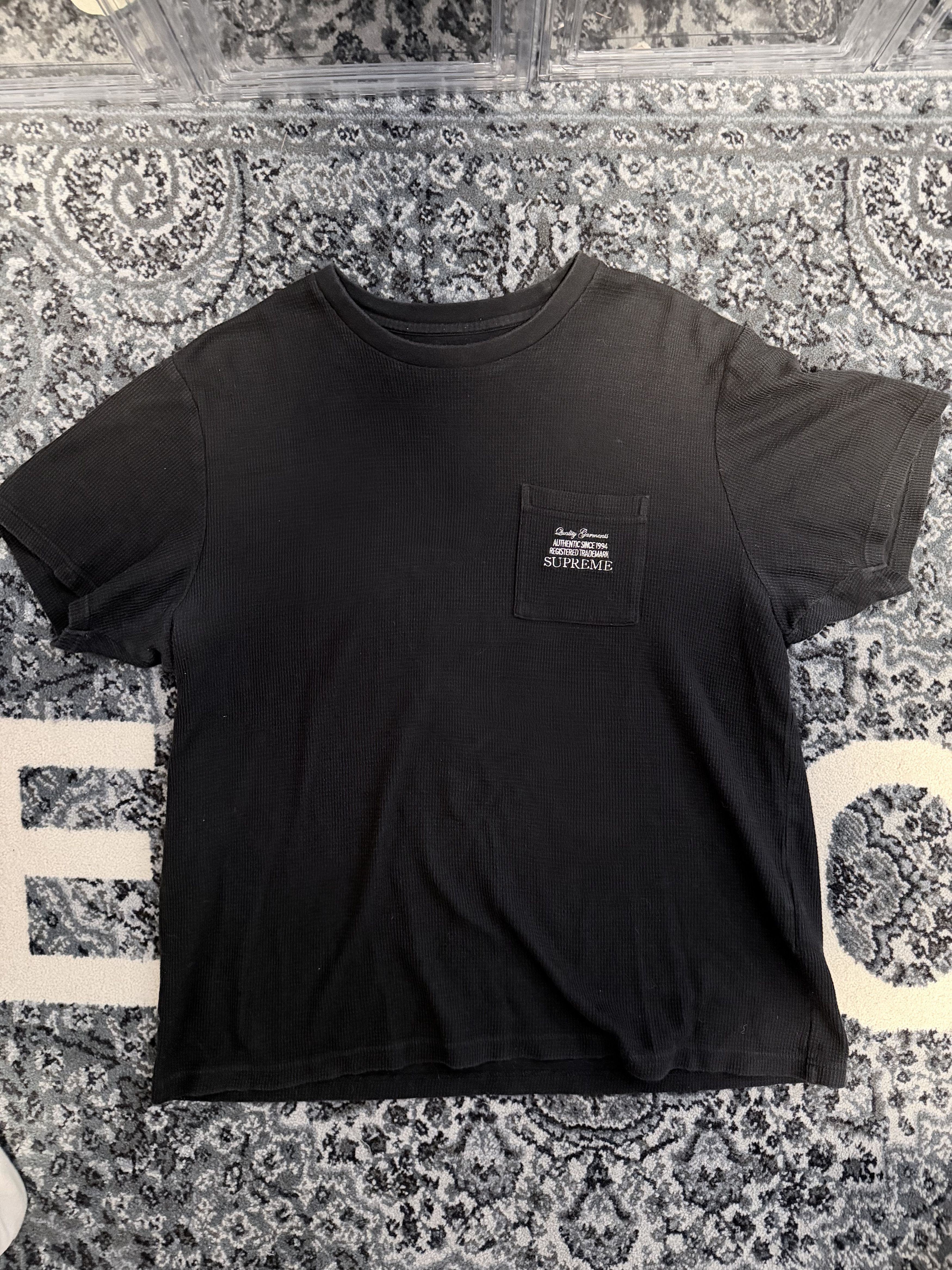 Supreme Supreme Waffle Pocket Tee "Black" Colorway Size Large | FW19 Size US L / EU 52-54 / 3 - 1 Thumbnail