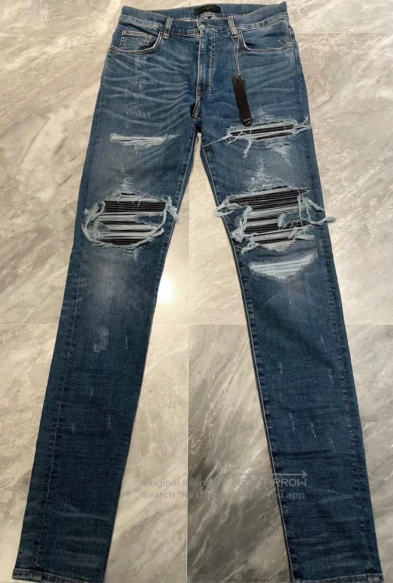Amiri Amiri Size 31 Blue denim jacketed jeans Size US 31 - 1 Thumbnail