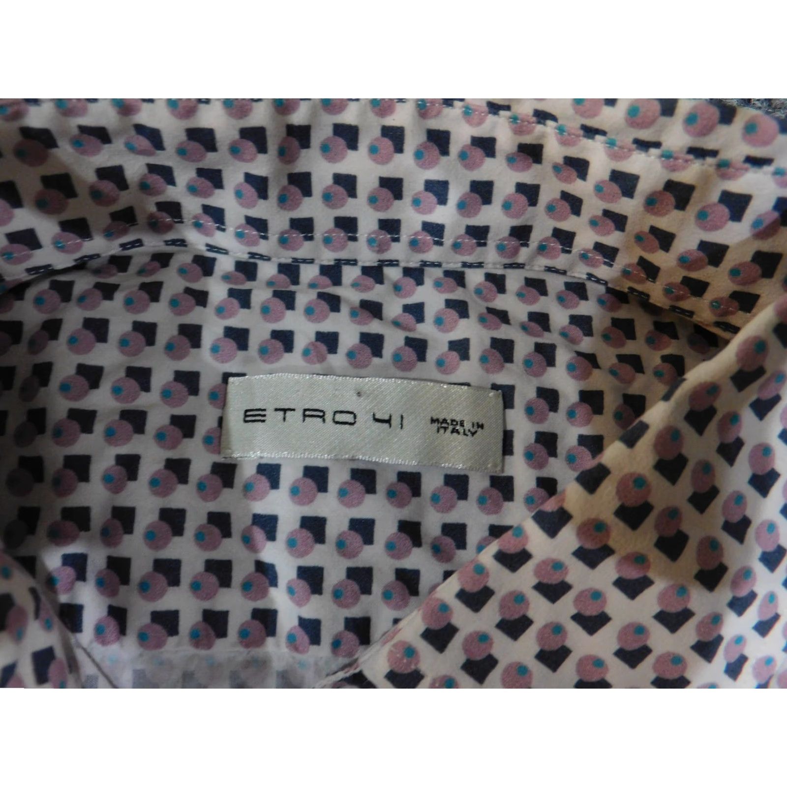 Etro ETRO Shirt Mens Large Purple Geometric Print Button Up Made in Italy Long Sleeve Size US L / EU 52-54 / 3 - 6 Thumbnail