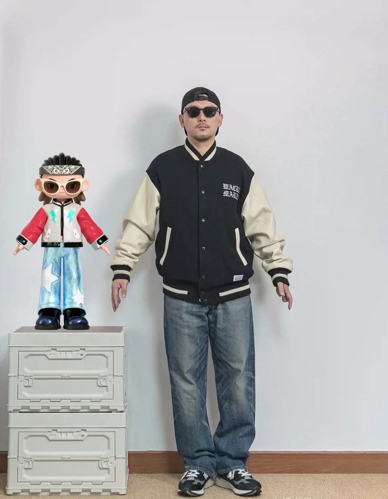 Wacko Maria WACKO MARIA Leather Varsity Jacket Black - dmc Size US M / EU 48-50 / 2 - 1 Thumbnail