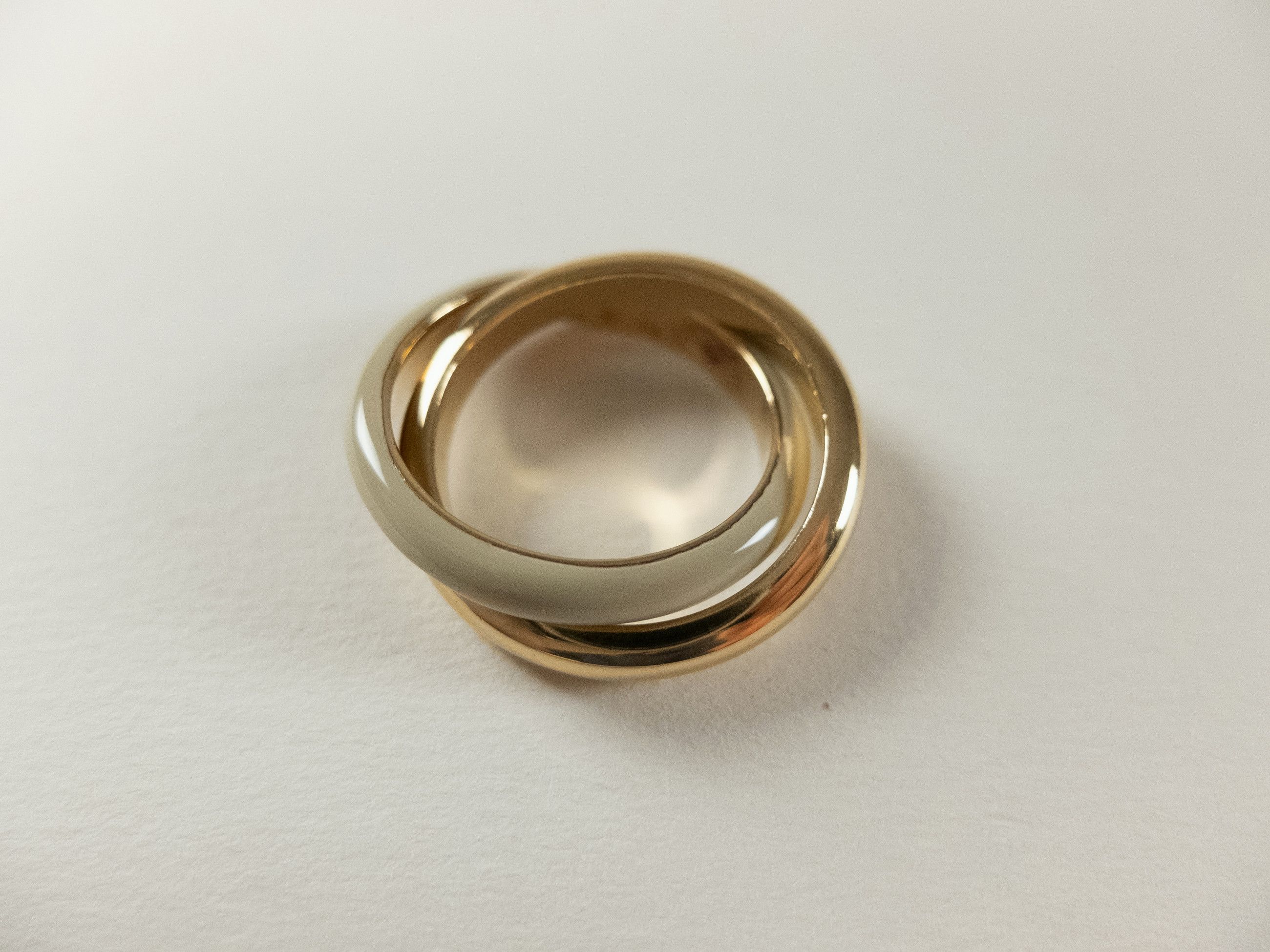 Bottega Veneta BOTTEGA VENETA gold & beige round silver double ring 21 q Size ONE SIZE - 2 Thumbnail