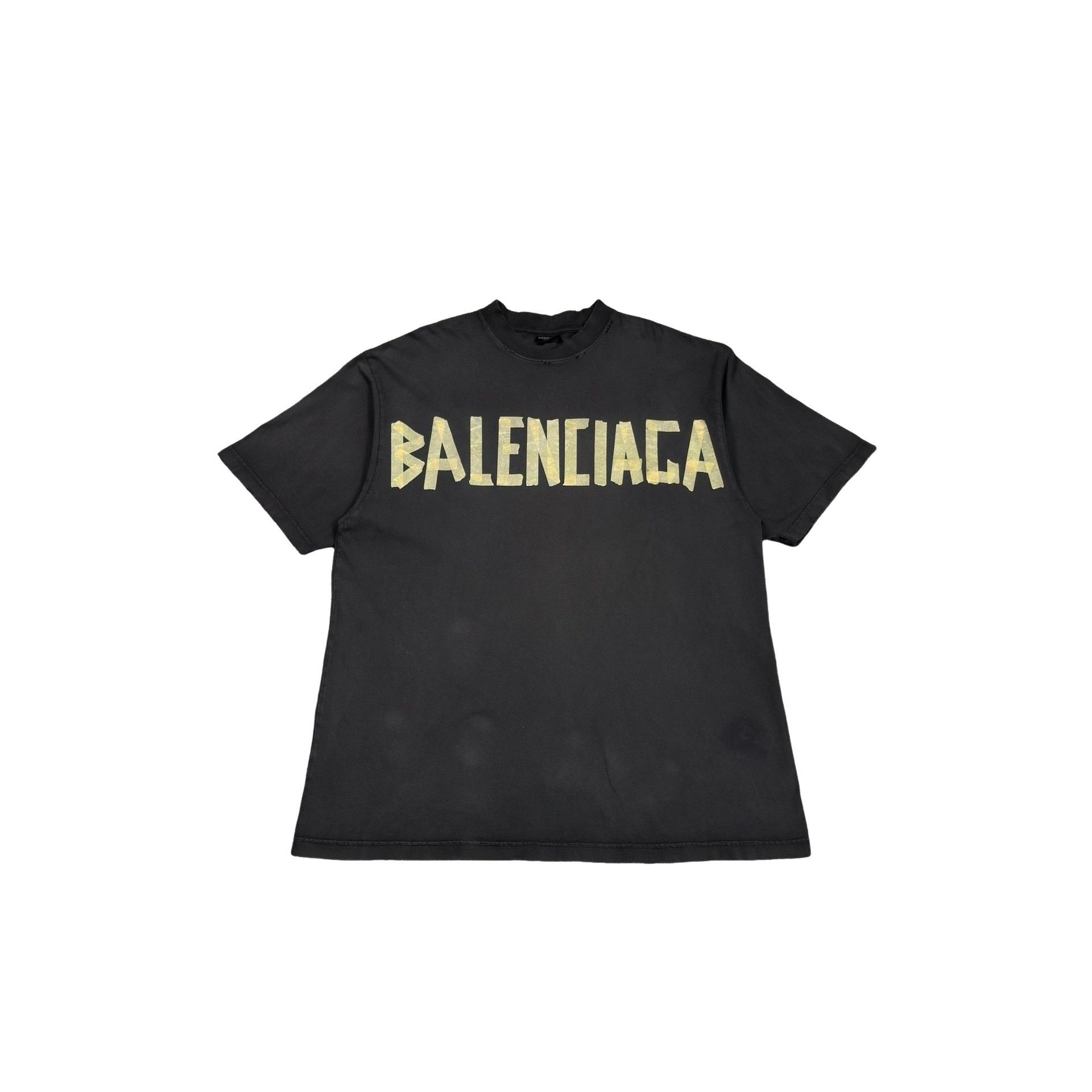 Balenciaga Balenciaga Tape Logo Distressed T-Shirt Size L Size US L / EU 52-54 / 3 - 1 Thumbnail