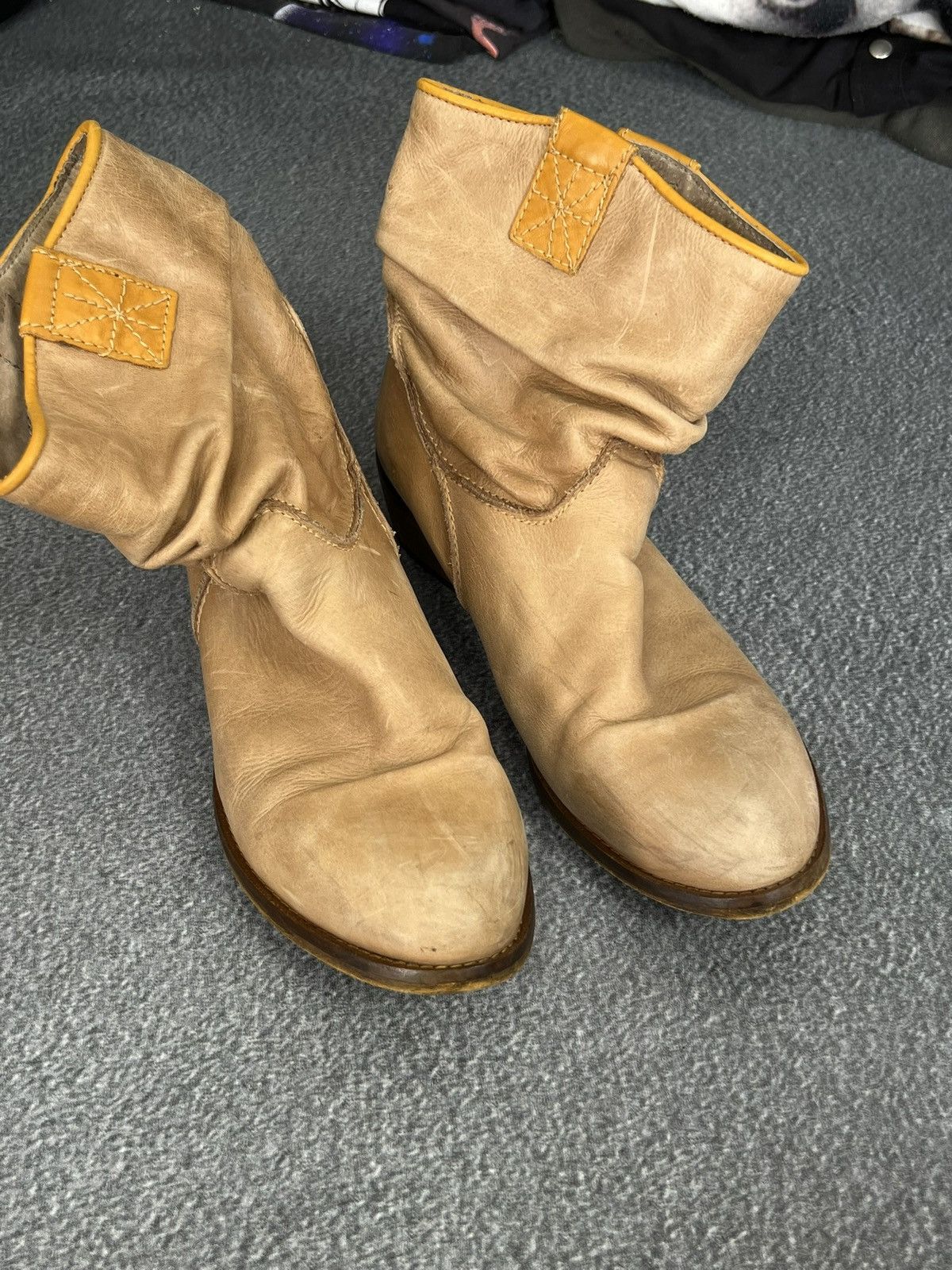 Vintage Cowboy Mid leather boots moto vintage shoes Size US 9 / IT 39 - 6 Thumbnail