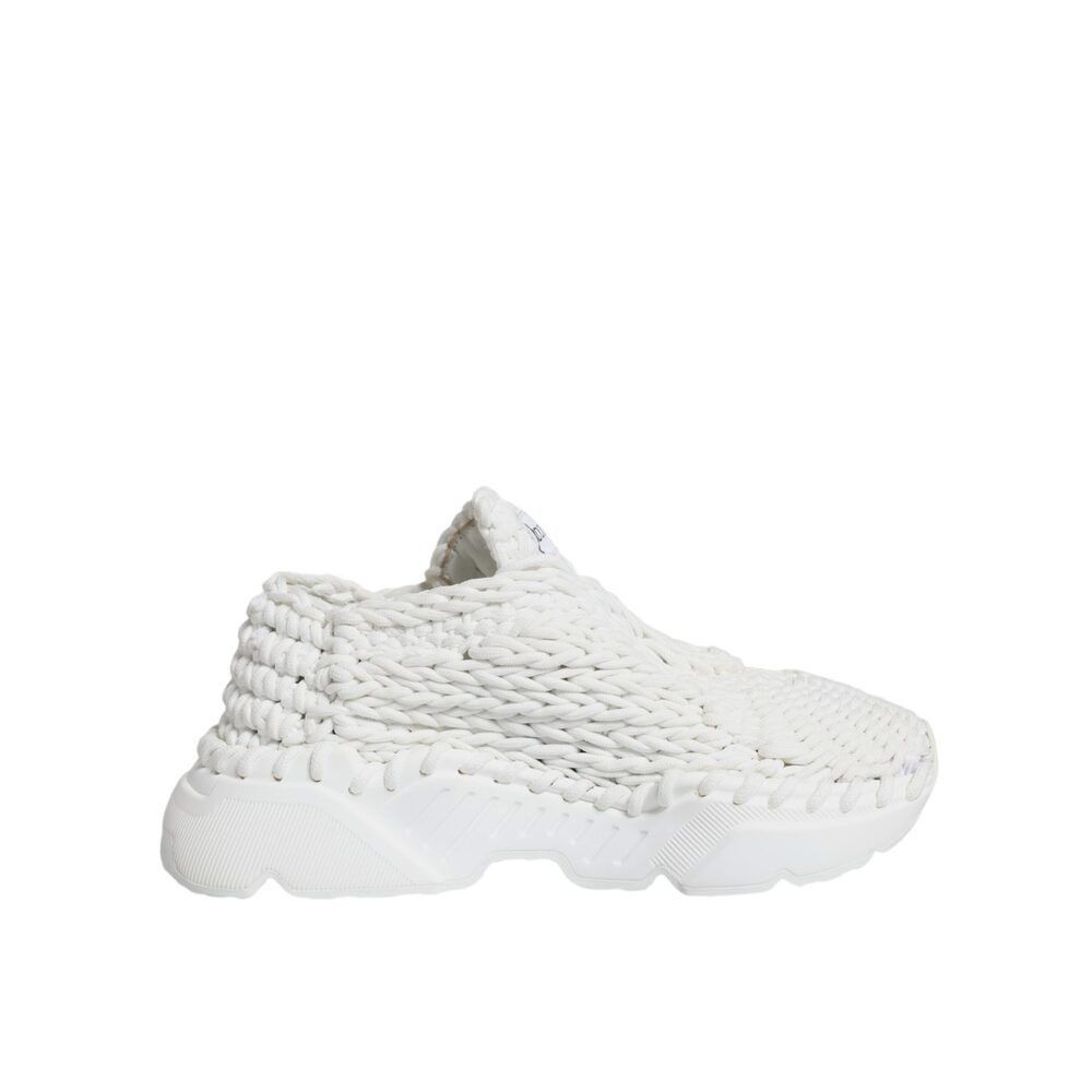 Dolce & Gabbana Dolce & Gabbana White Knitted Daymaster Sneakers Shoes Size US 9 / IT 39 - 1 Thumbnail