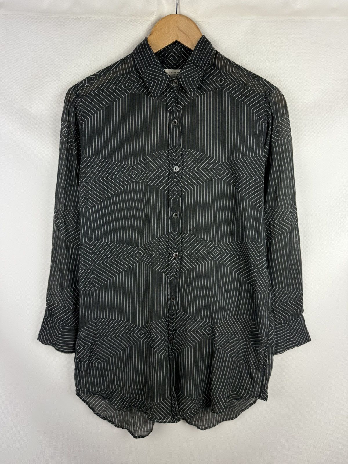 Dries Van Noten Dries Van Noten Geometric Patter Long Sleeve Shirt Dress Size XS / US 0-2 / IT 36-38 - 1 Thumbnail