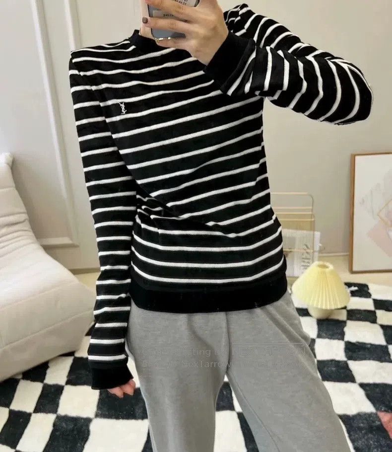 Saint Laurent Paris Saint Laurent Paris Embroidered velvet striped base layer Size US S / EU 44-46 / 1 - 2 Thumbnail