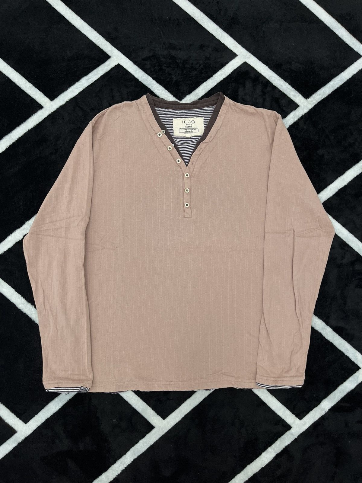 GOA Vintage Layered Henley LS Shirt Dusty Rose Striped Detail Size US XL / EU 56 / 4 - 1 Thumbnail