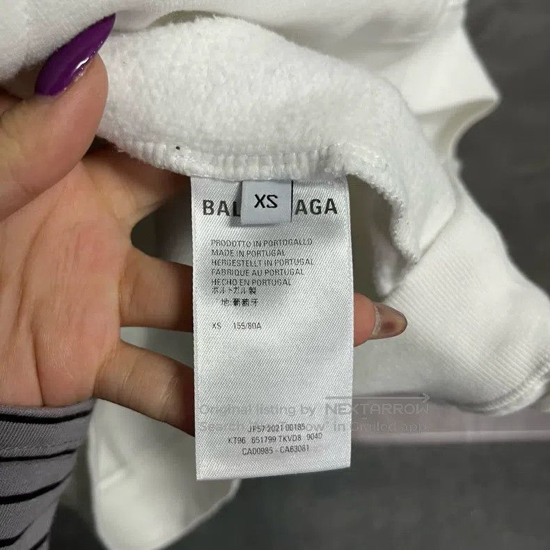 Balenciaga Balenciaga White Letter Logo Sticker Hooded Loose Long Sle Size US XS / EU 42 / 0 - 4 Thumbnail
