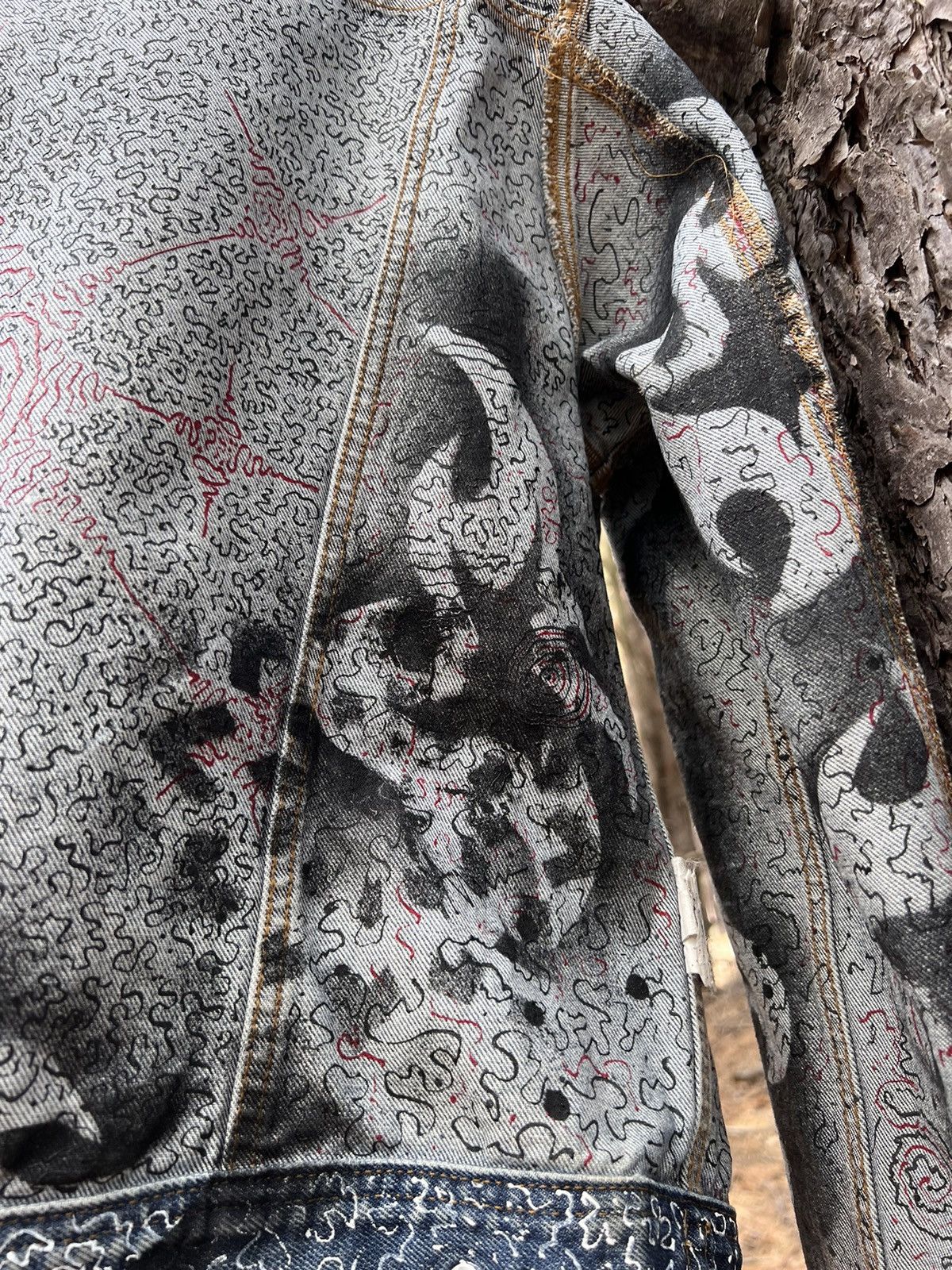 Other Custom ethnical bilateral distressed denim jacket Size US L / EU 52-54 / 3 - 12 Thumbnail