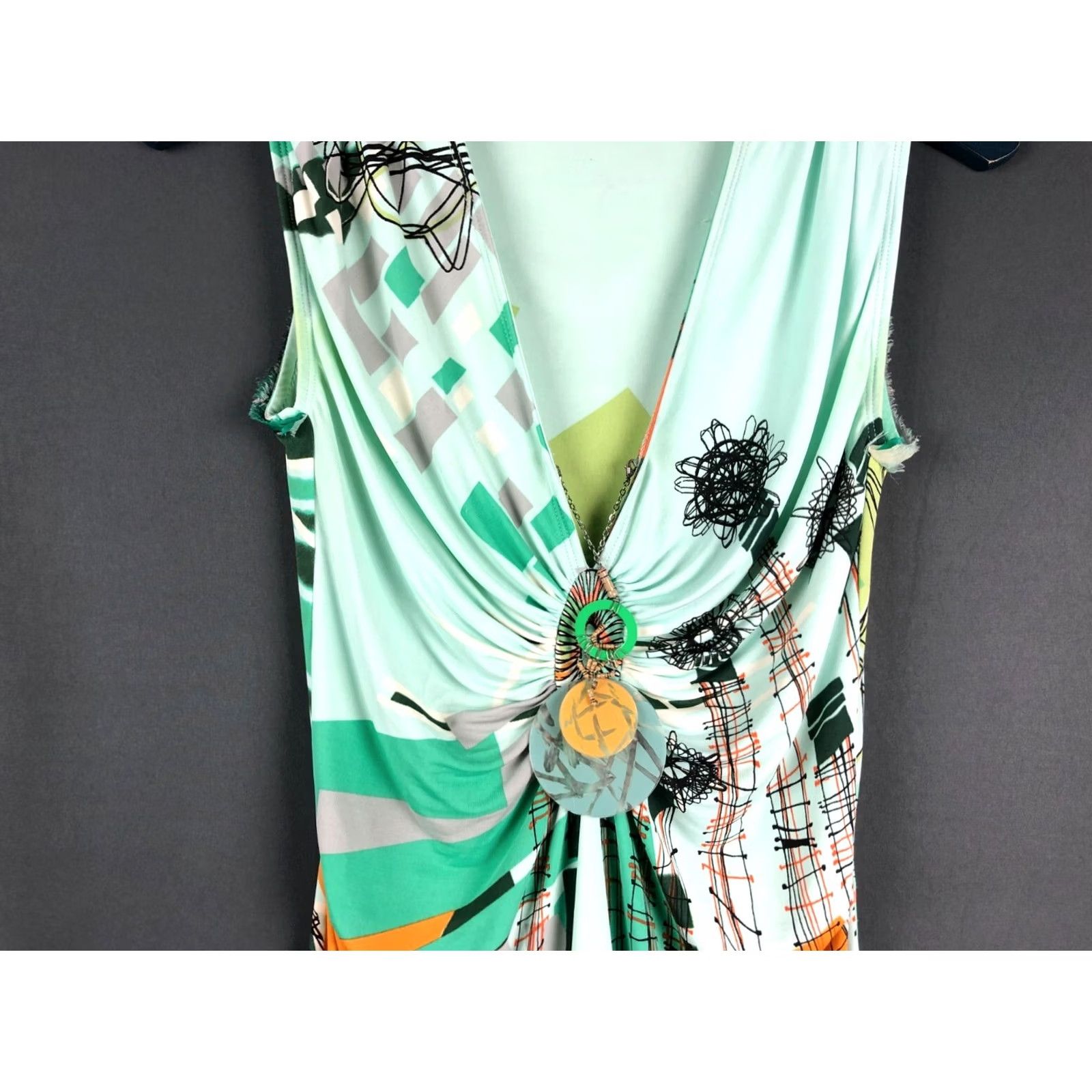 Vintage Save the Queen Blouse Sleeveless Top S Green Womens Jersey Viscose Silk Elastane Size S / US 4 / IT 40 - 7 Thumbnail
