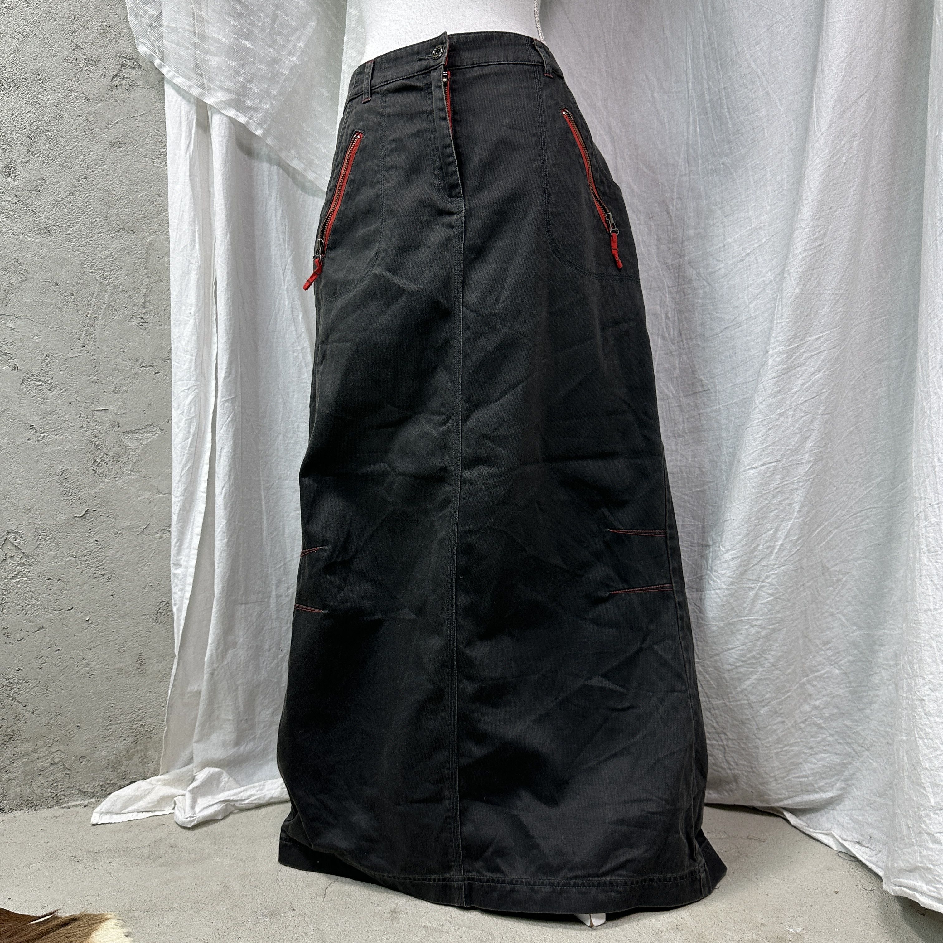 Vintage Vintage Avant Garde Denim Cyber Maxi Jeans Skirt Y2K Size 27" / US 4 / IT 40 - 5 Thumbnail