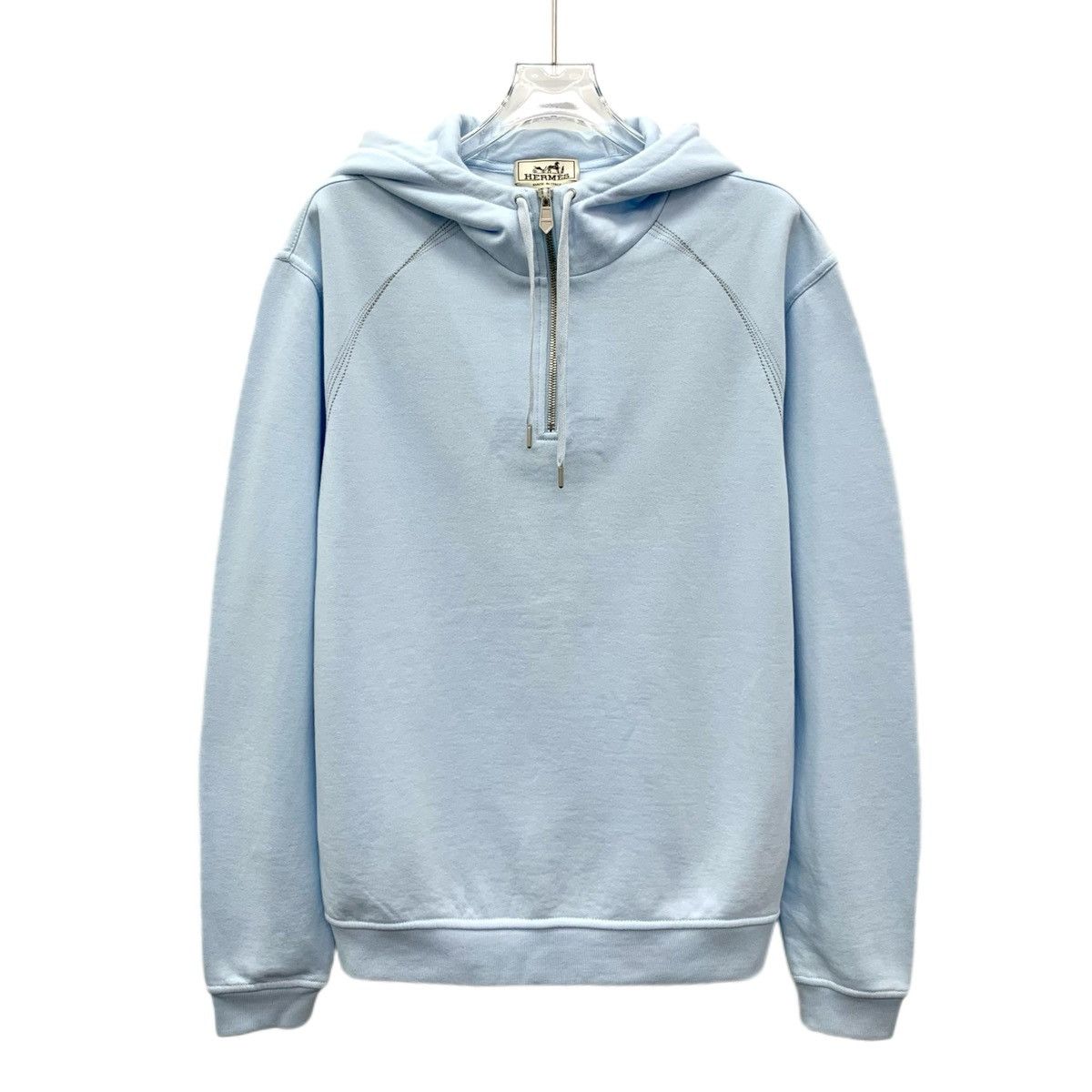 Hermes Hermes 24 Style Light Blue Half-Zip Hooded Sweatshirt K26WX Size M / US 6-8 / IT 42-44 - 1 Thumbnail