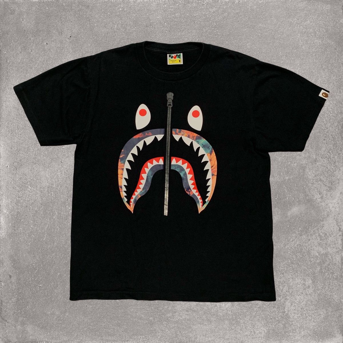 Bape Bape Medium Shark Tie Dye Black Tee A Bathing Ape Size US M / EU 48-50 / 2 - 1 Thumbnail
