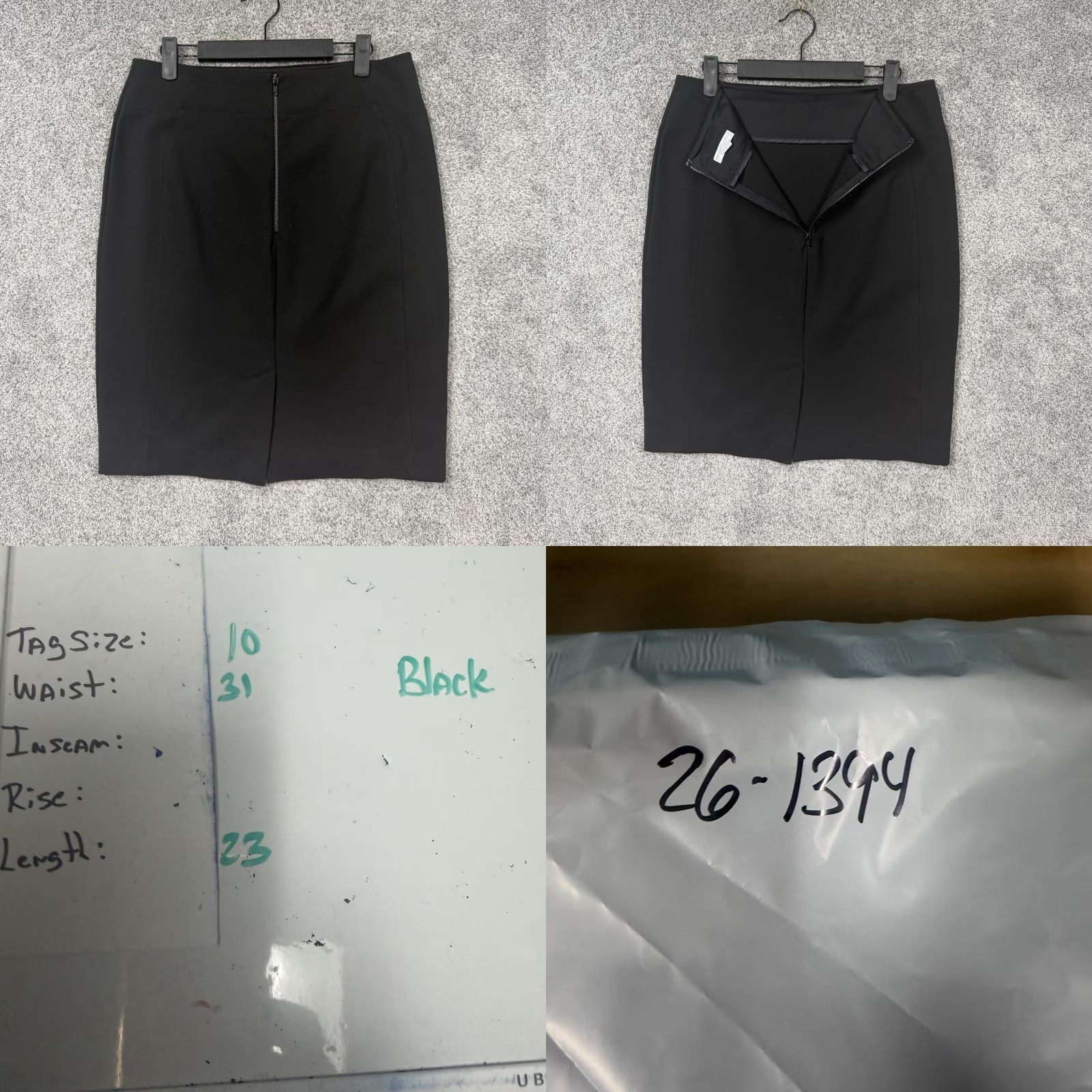 Vintage New York & Company Skirt 10 Black Stretch Office Career Minimalist Pencil Knee Length Zipper Slit Womens Regular Size 10 Size 32" / US 10 / IT 46 - 8 Thumbnail