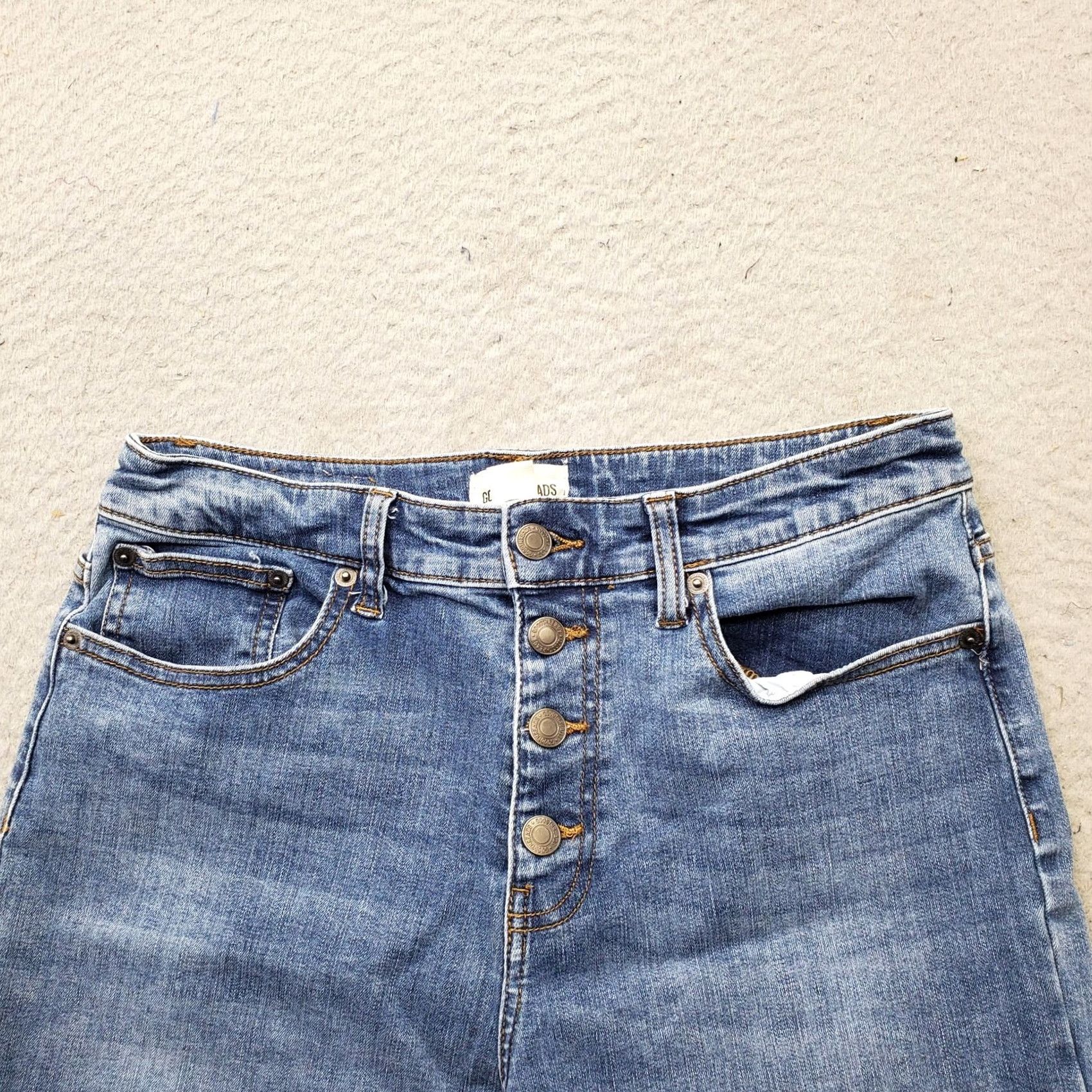 Denime Goodthreads Womens Cropped Jeans 29 Blue Denim Wide Leg Button Fly GT19010726 Size 29" - 7 Thumbnail