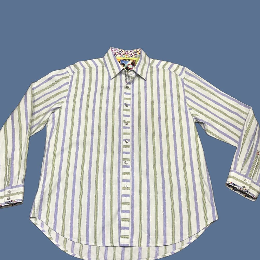 Robert Graham Robert Graham Zen Shirt Mens XL Light Purple Stripe Long Sleeve Button Front Size US XL / EU 56 / 4 - 1 Thumbnail