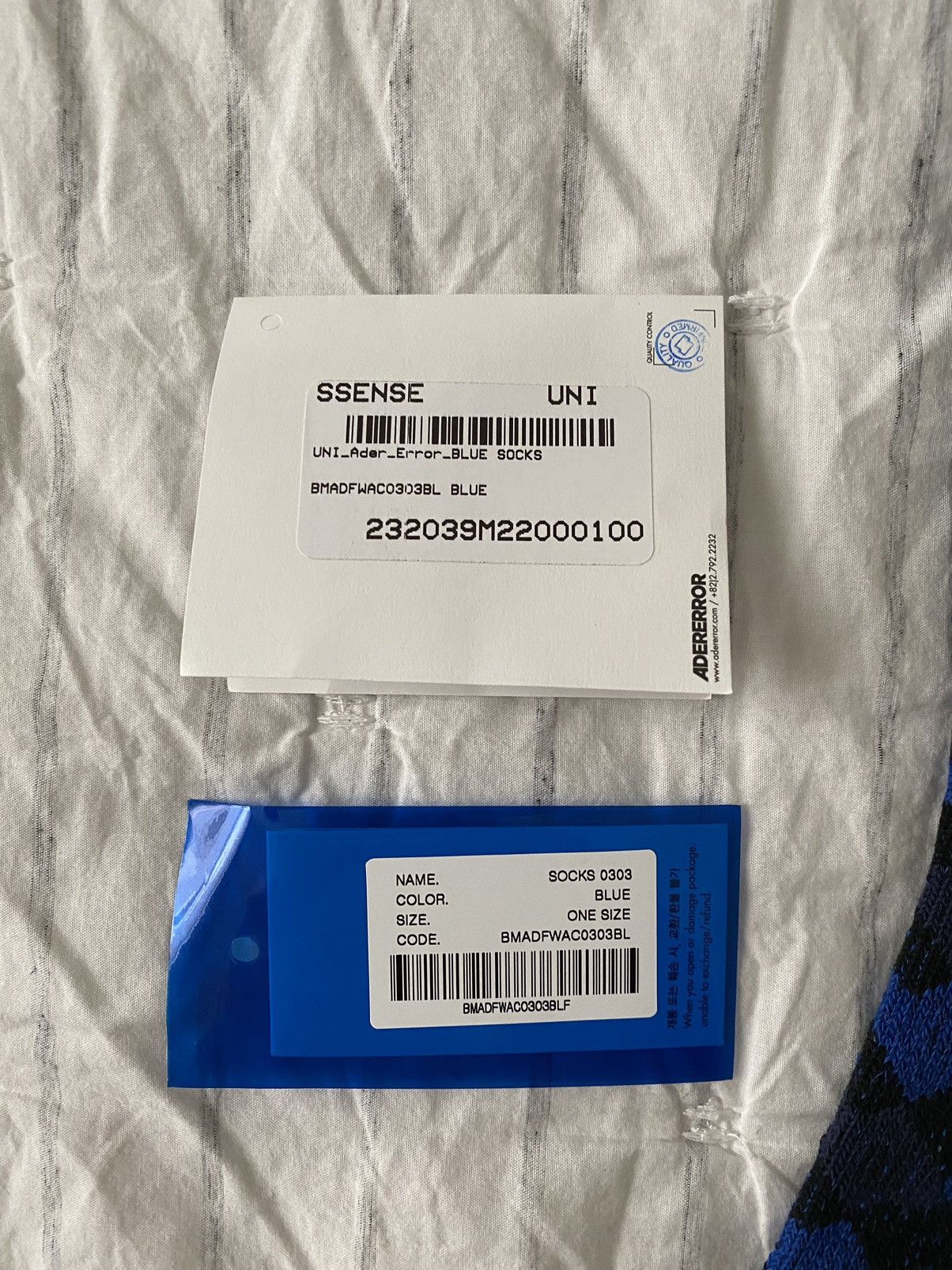 Ader Error Ader Error Blue Tenit Socks NWT Size ONE SIZE - 4 Thumbnail
