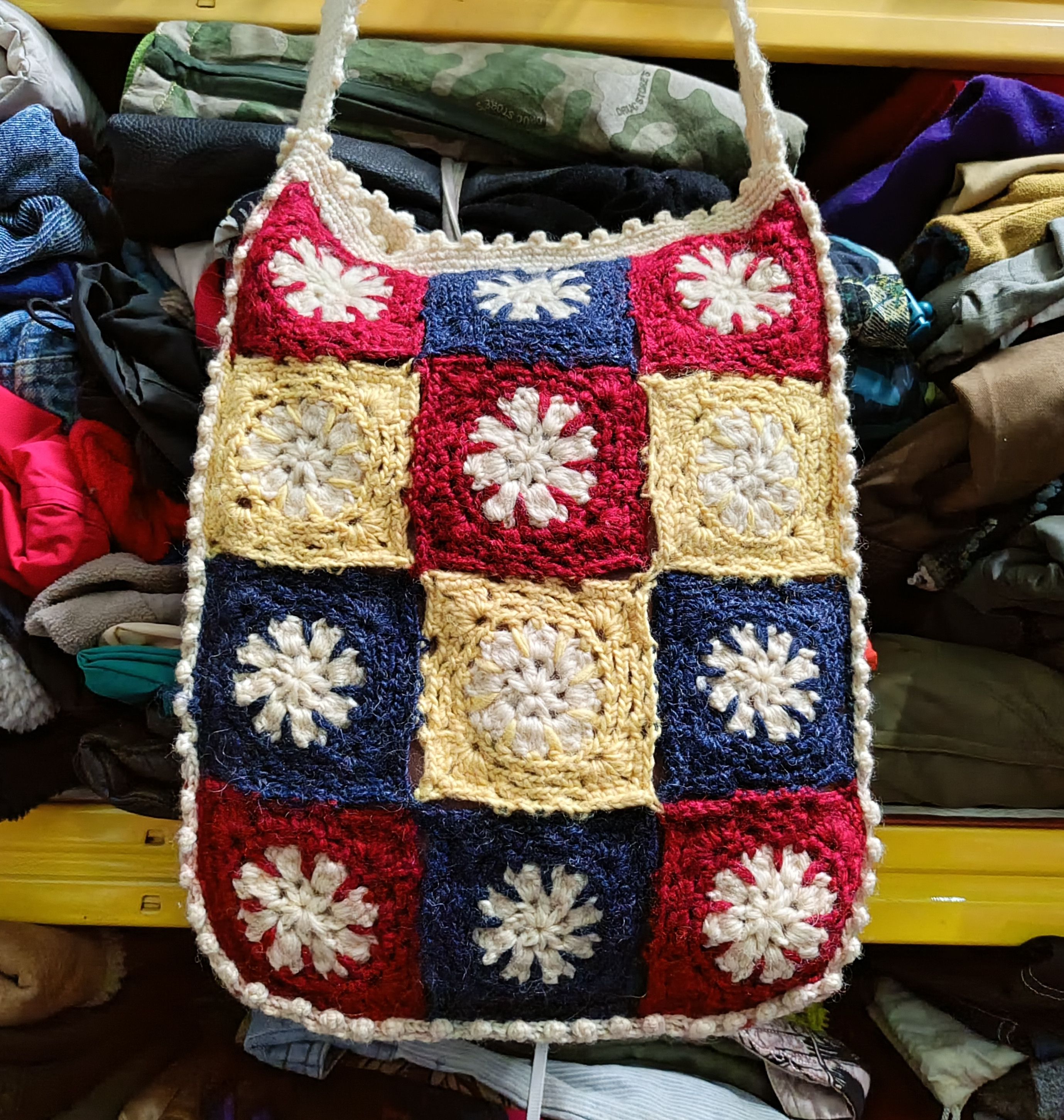 Handmade × Vintage Crochet Crossbody Granny Square Bag Size ONE SIZE - 7 Thumbnail