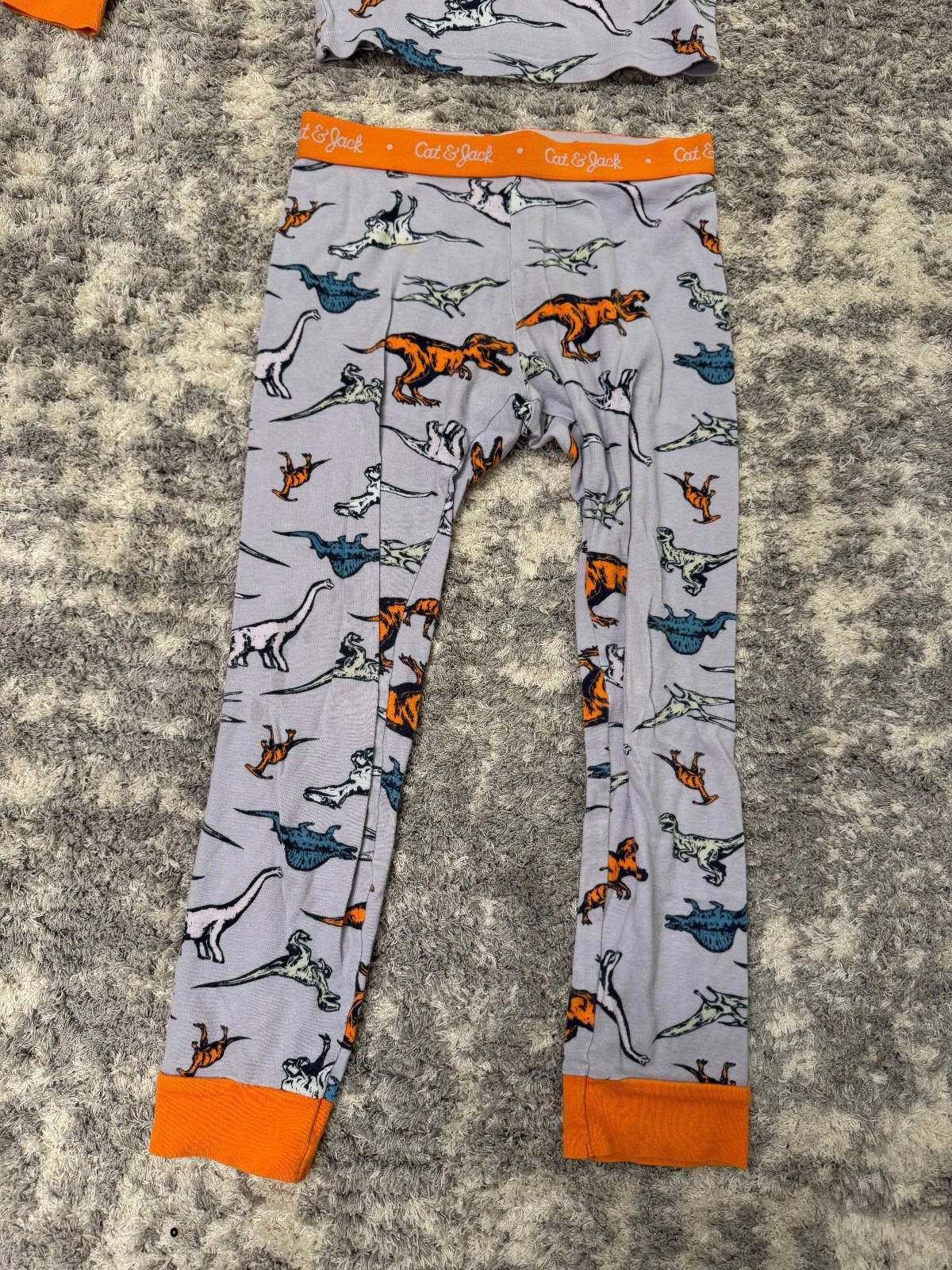 Other Cat & Jack Boys Pajama Set Sz 8 Dinosaur Gray & Orange 2pc Size ONE SIZE - 2 Thumbnail