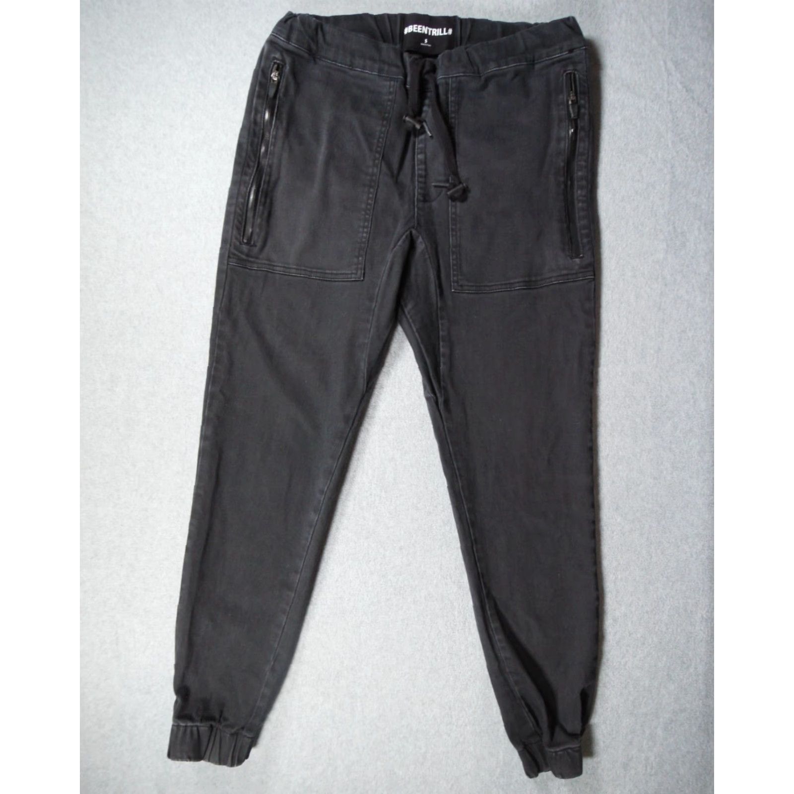 Been Trill Been Trill Pants Mens Small Black Jean Jogger Streetwear Drawstring Stretch Size US 36 / EU 52 - 2 Thumbnail