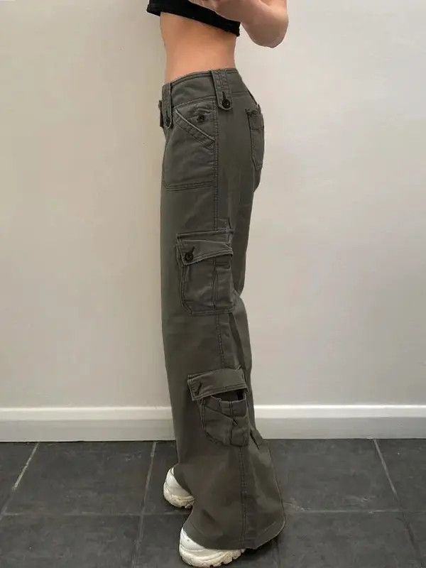 VIBE Denim Pants Women Pockets Stitching Straight Cargo Pants Size 30" / US 8 / IT 44 - 2 Thumbnail