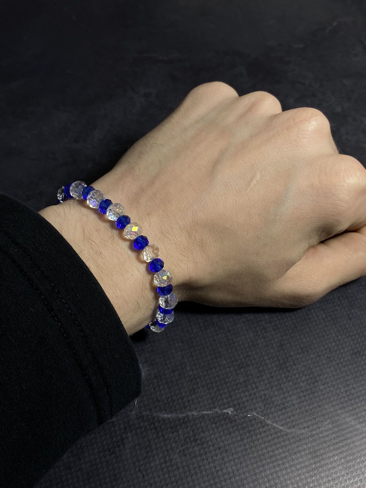 Jewelry Crystal Beaded Bracelet – Blue & Clear Sparkle Size ONE SIZE - 4 Thumbnail