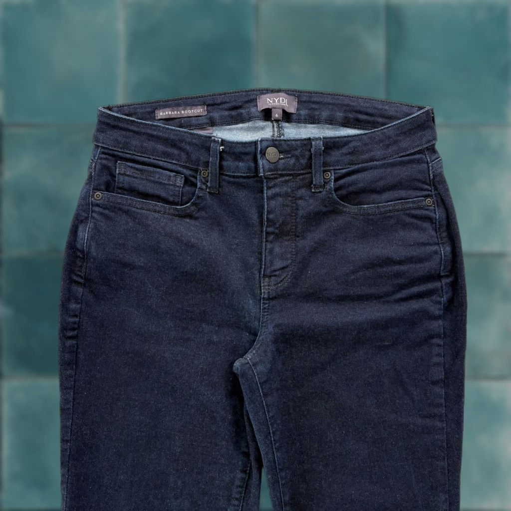NYDJ NYDJ Barbara Bootcut Jeans Womens 6 Dark Blue Mid Rise Stretch Denim Lift Tuck 5-Pocket Zipper Button Size 28" / US 6 / IT 42 - 1 Thumbnail