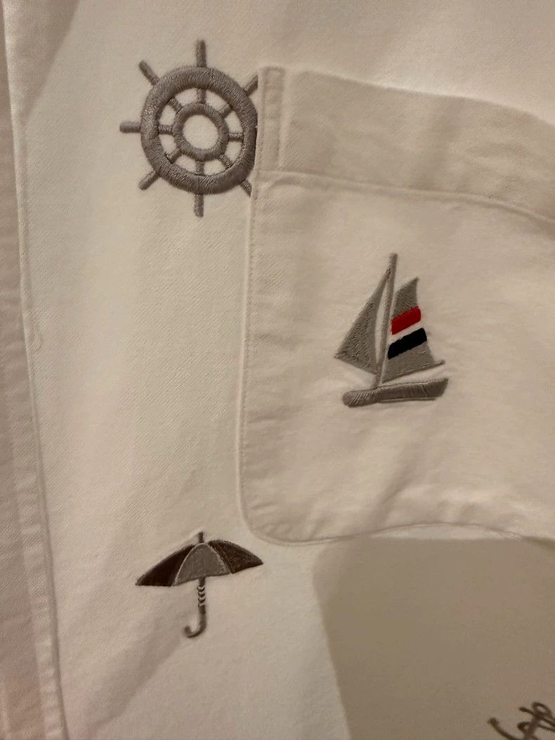 Thom Browne Thom Browne size2 Embroidered shirt with white embroidery Size US M / EU 48-50 / 2 - 6 Thumbnail