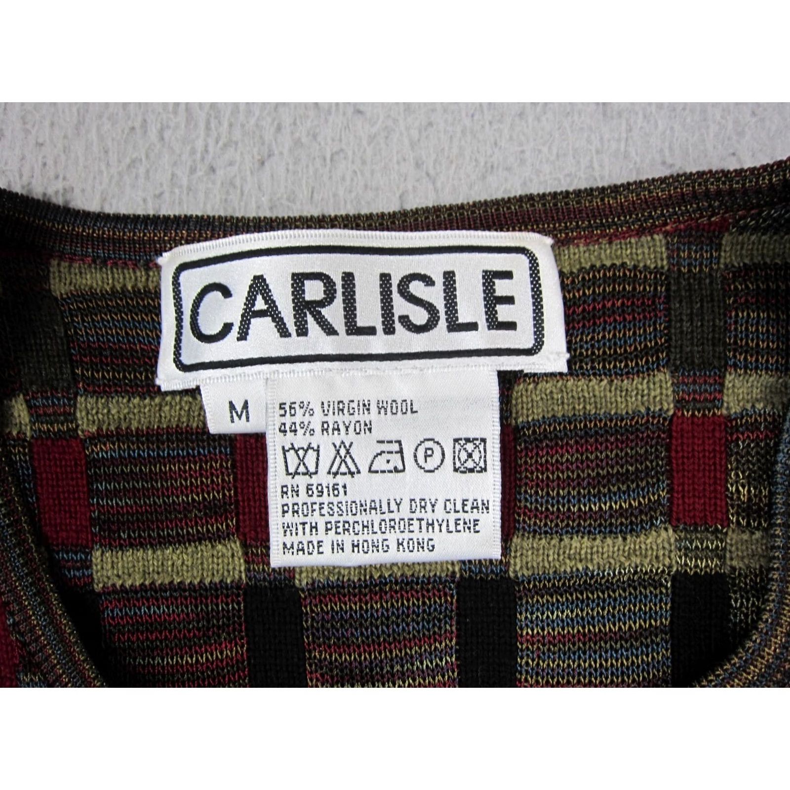 Vintage VINTAGE Carlisle Cardigan Mens M Red Wool Check Sweater 90s USA CardiGan Zipper Cropped? Size US M / EU 48-50 / 2 - 3 Thumbnail