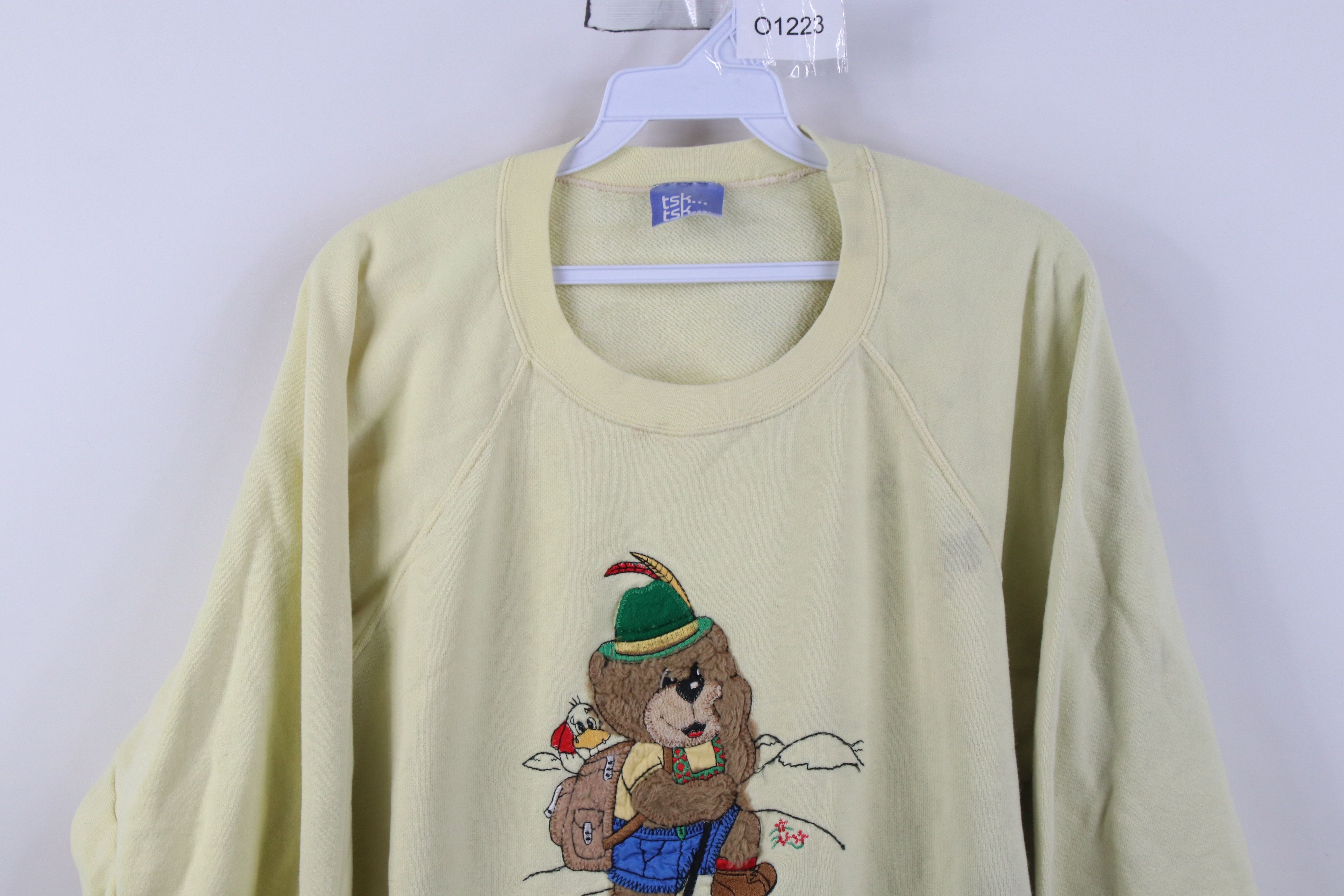 Vintage Vintage 90s German Bavarian Bear Hiking Sweatshirt Yellow Size XL / US 12-14 / IT 48-50 - 2 Thumbnail