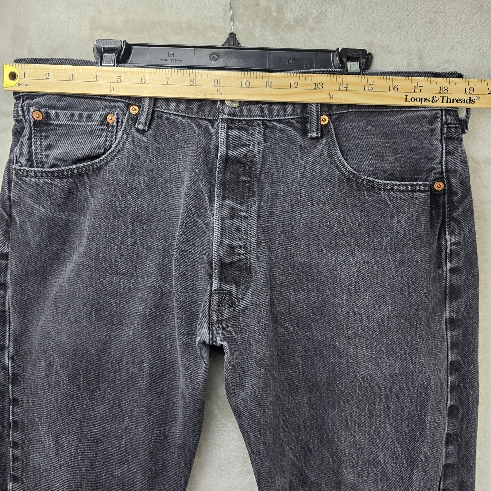 Levi's Levis 501 Mens Black Button Fly Jeans 38x31 Straight Leg Size US 38 / EU 54 - 10 Thumbnail