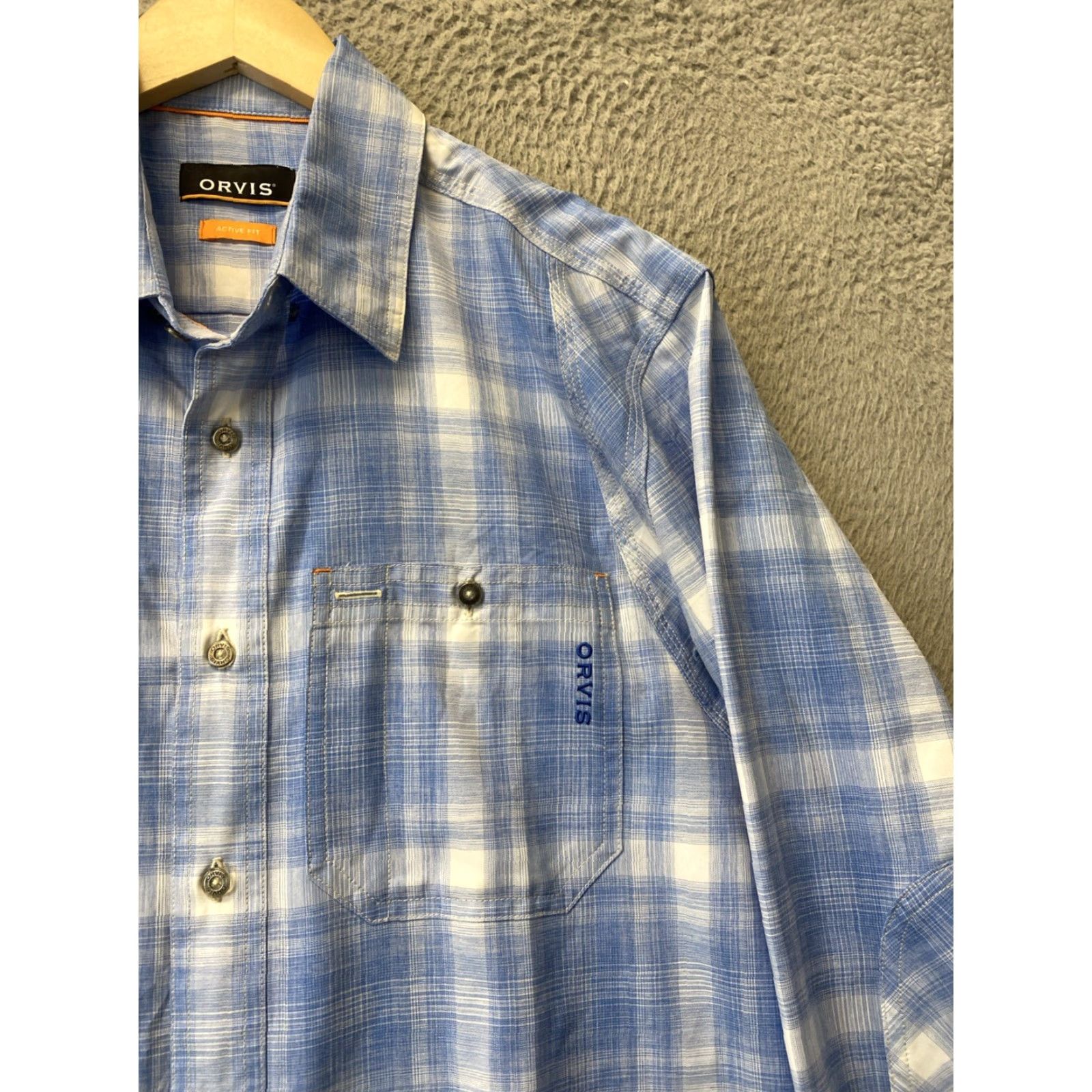 Orvis Orvis Active Fit Button-Up Shirt Mens L Blue Plaid Fishing Performance Long Sleeve Button Size US L / EU 52-54 / 3 - 3 Thumbnail
