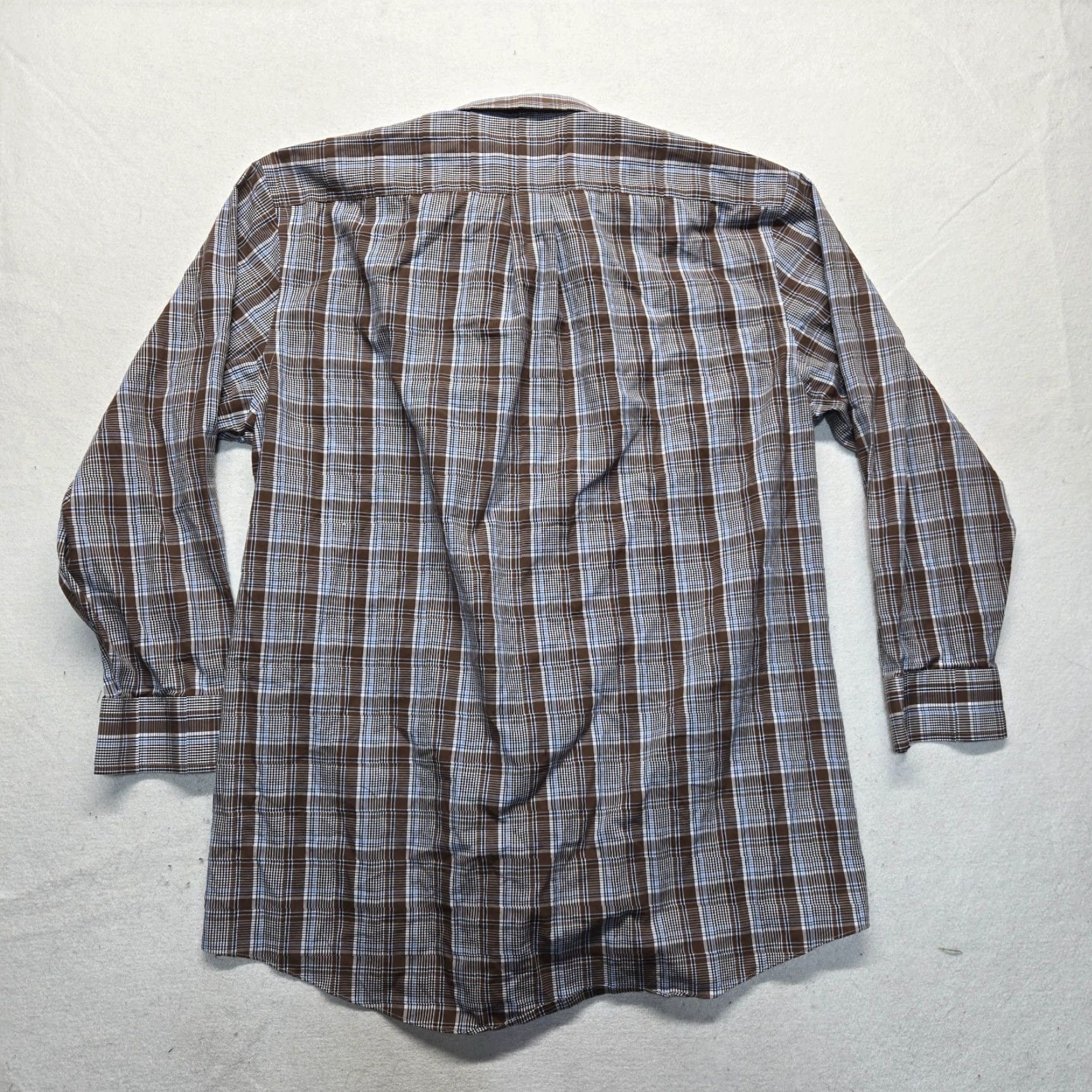 Stafford Stafford Shirt Button-Up Plaid Long Sleeve Regular Fit Men’s 16.5 Brown Cotton Blend Wool/Poly 32-33 Vintage? No – Travel Everyday Style Mens Size US L / EU 52-54 / 3 - 7 Thumbnail