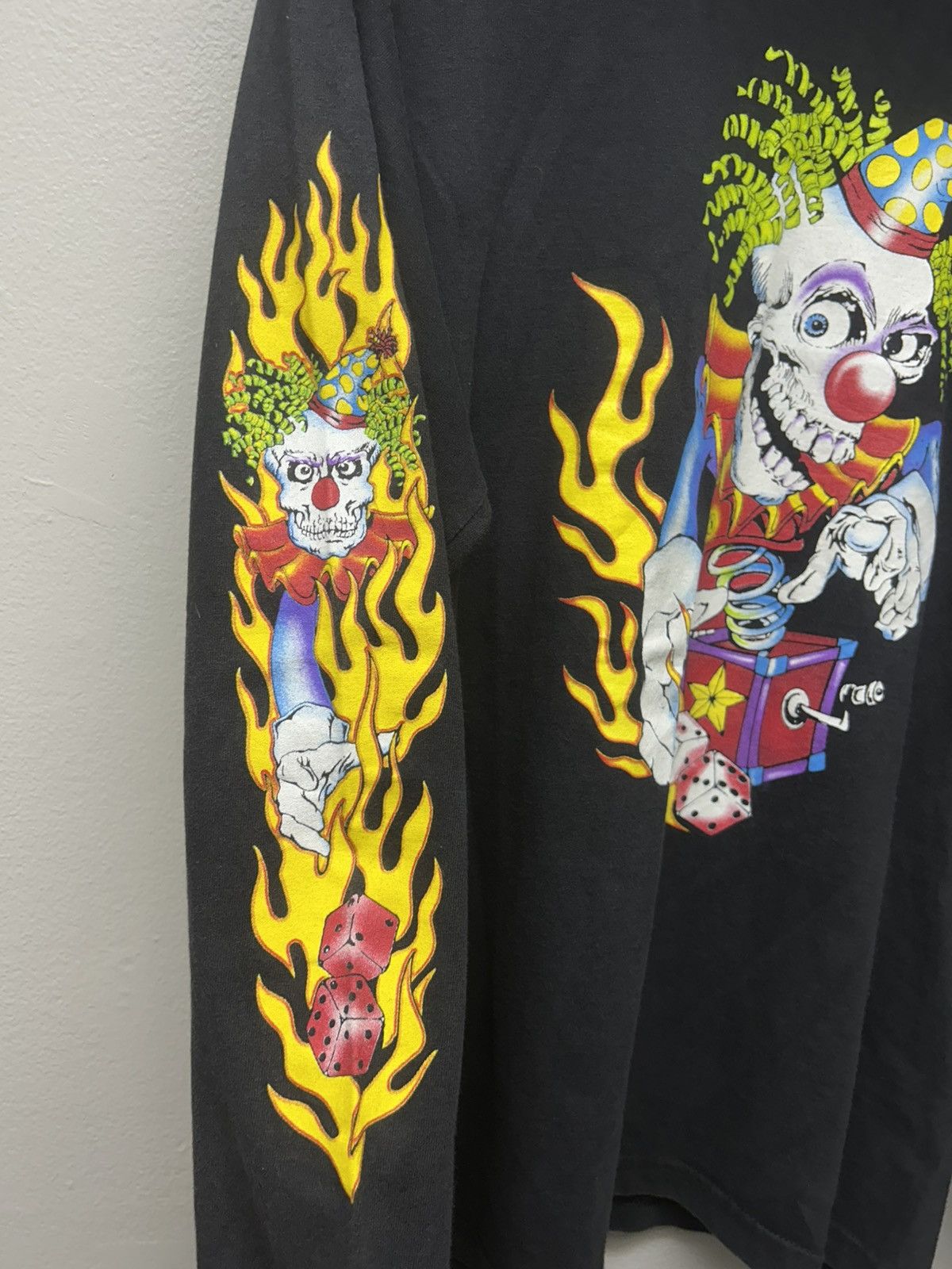 Vintage 90s Jack in the Box Clown Throwing Dice Flame Longsleeve Size US L / EU 52-54 / 3 - 2 Thumbnail