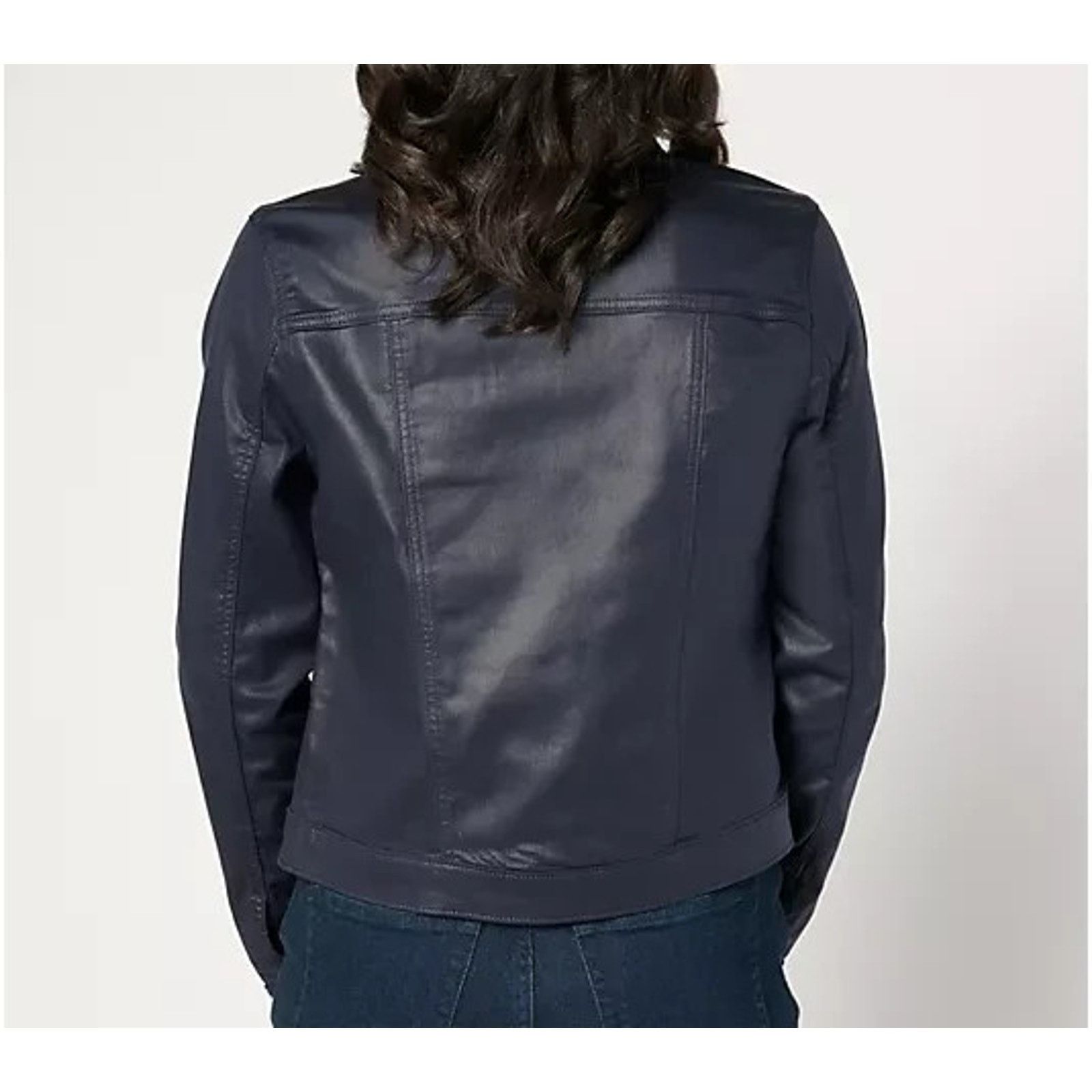 Nicole Miller nicole by Nicole Miller Coated Denim Jacket-Navy XL A667946 Size XL / US 12-14 / IT 48-50 - 2 Thumbnail