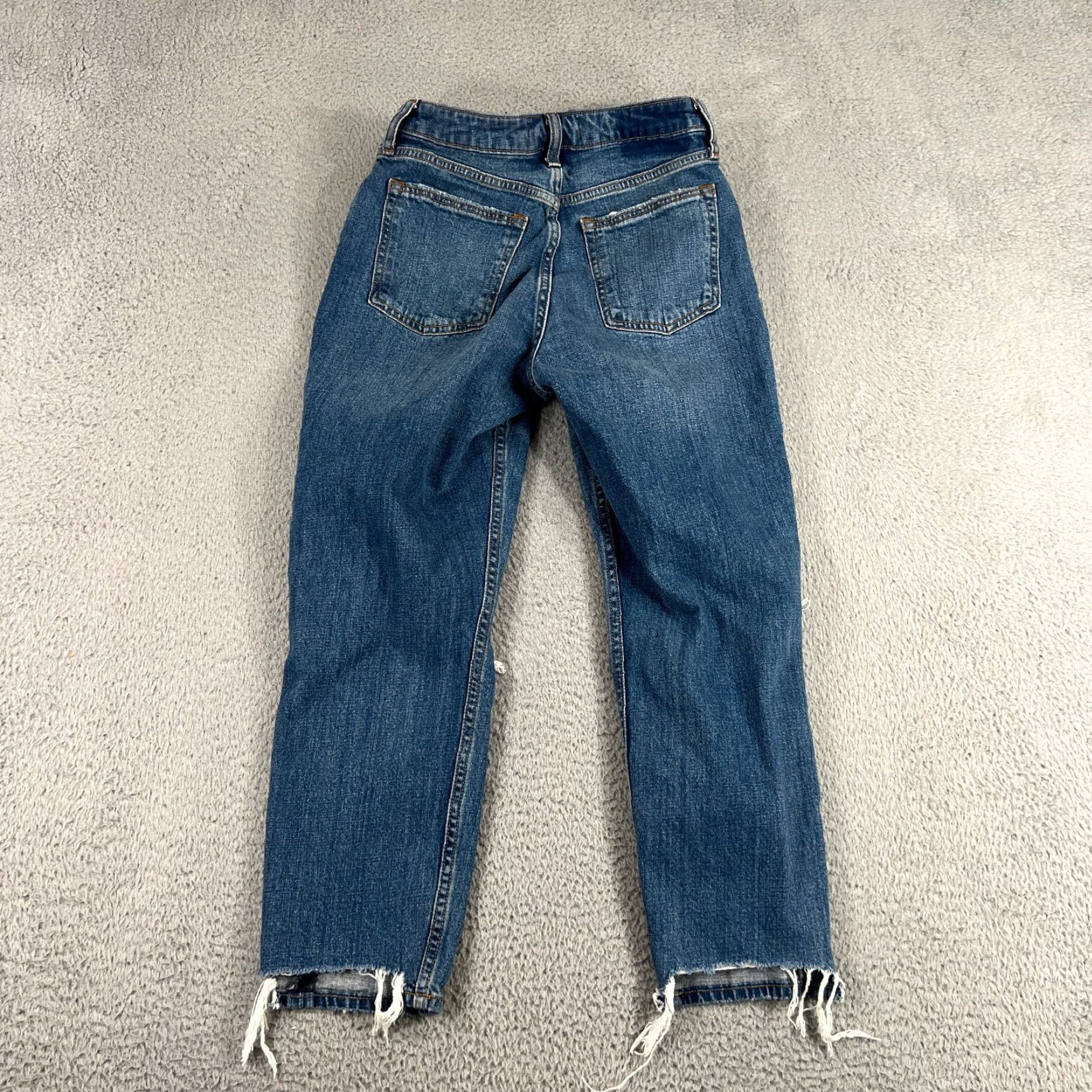 Abercrombie & Fitch VINTAGE Abercrombie & Fitch Curve Love Mom High Rise Jeans Womens Size 4 Blue Distressed Denim Size 27" / US 4 / IT 40 - 7 Thumbnail