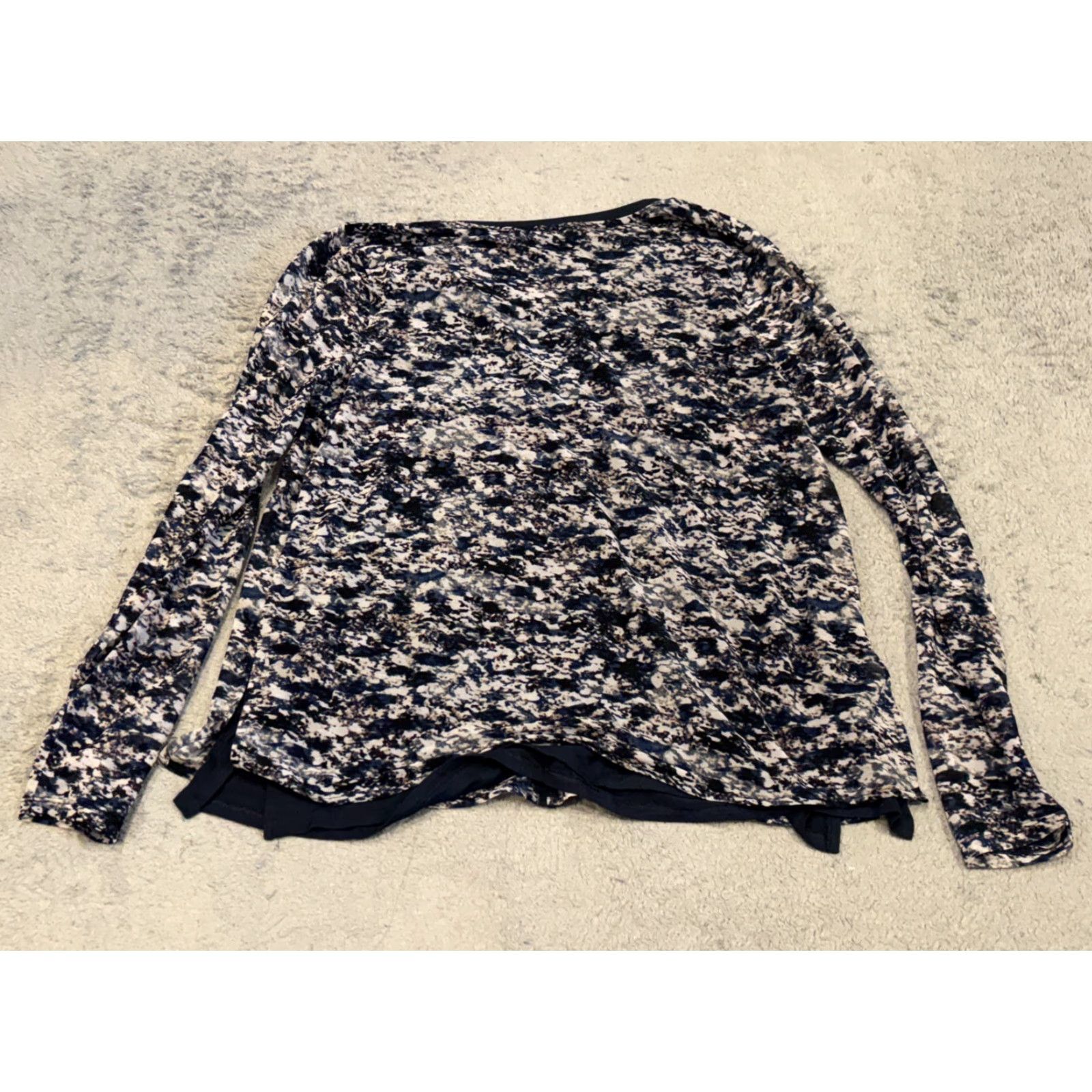 Vintage Simply Vera Vera Wang Long Sleeve Top Womens Large Blue Patterned Pullover Stretch Casual Blouse Size L / US 10 / IT 46 - 5 Thumbnail