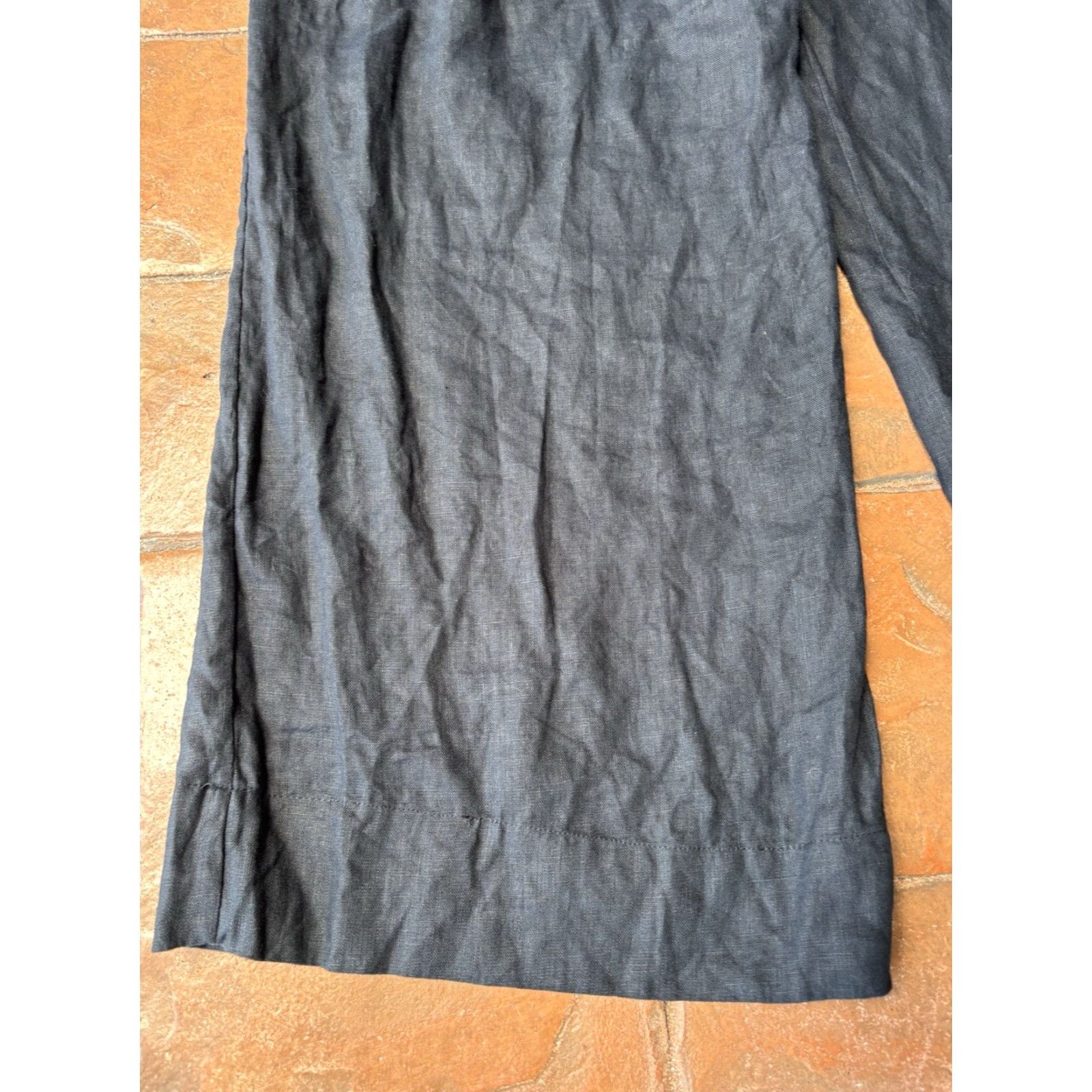 Farm Rio Farm Rio 100% Linen Wide Leg Pants Womens Medium Black Palazzo Size 32" / US 10 / IT 46 - 6 Thumbnail