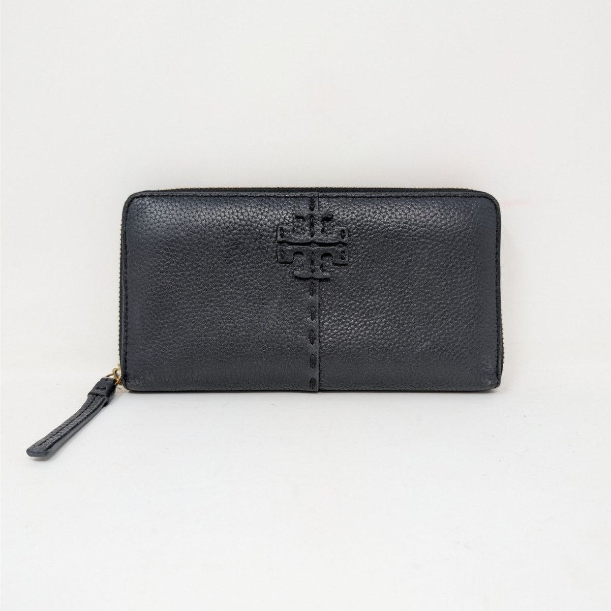 Tory Burch Tory Burch Black Leather Wallet Pebbled Logo Continental Size ONE SIZE - 15 Thumbnail