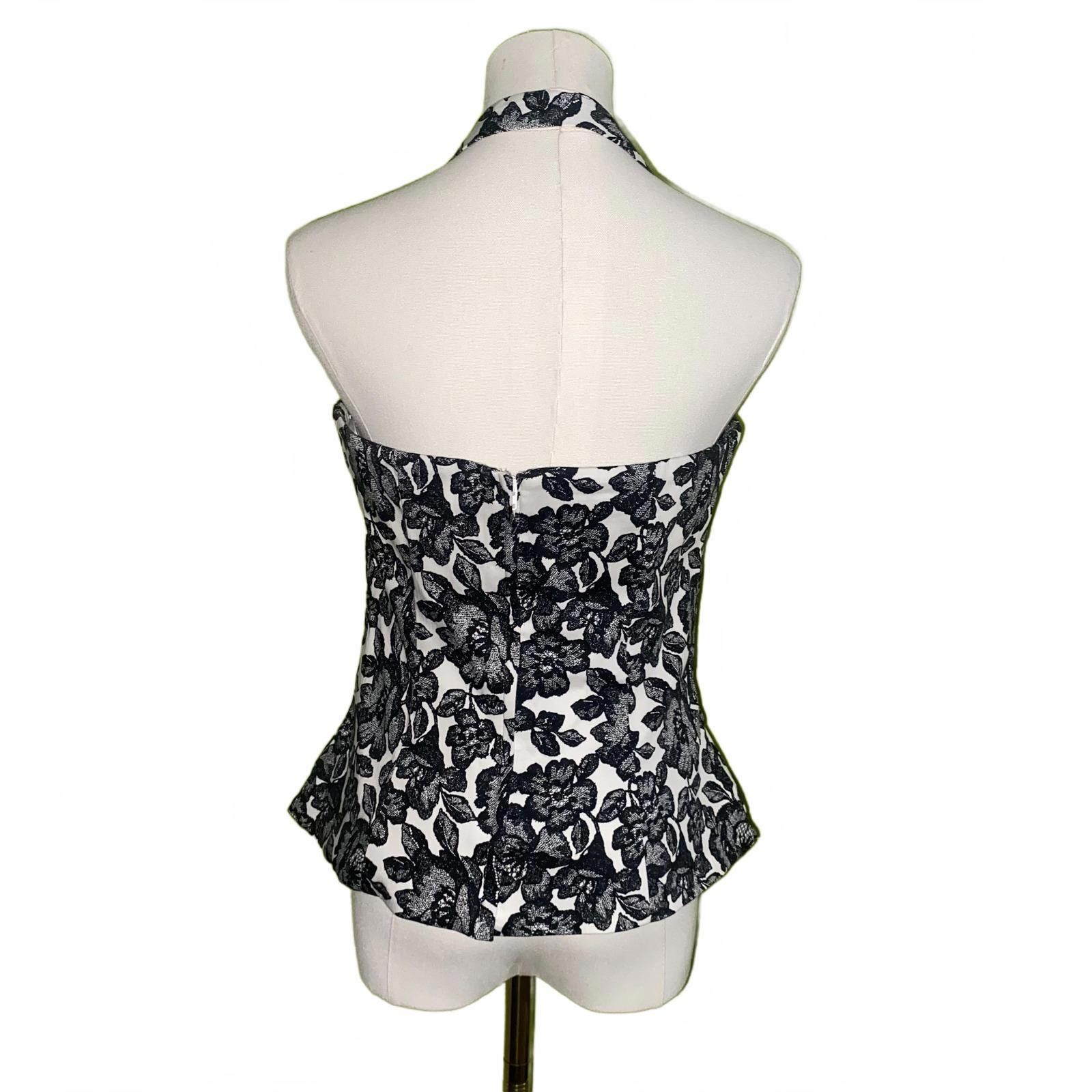 Designer White House Black Market Black Floral Halter Top 8 Elegant Size M / US 6-8 / IT 42-44 - 3 Thumbnail