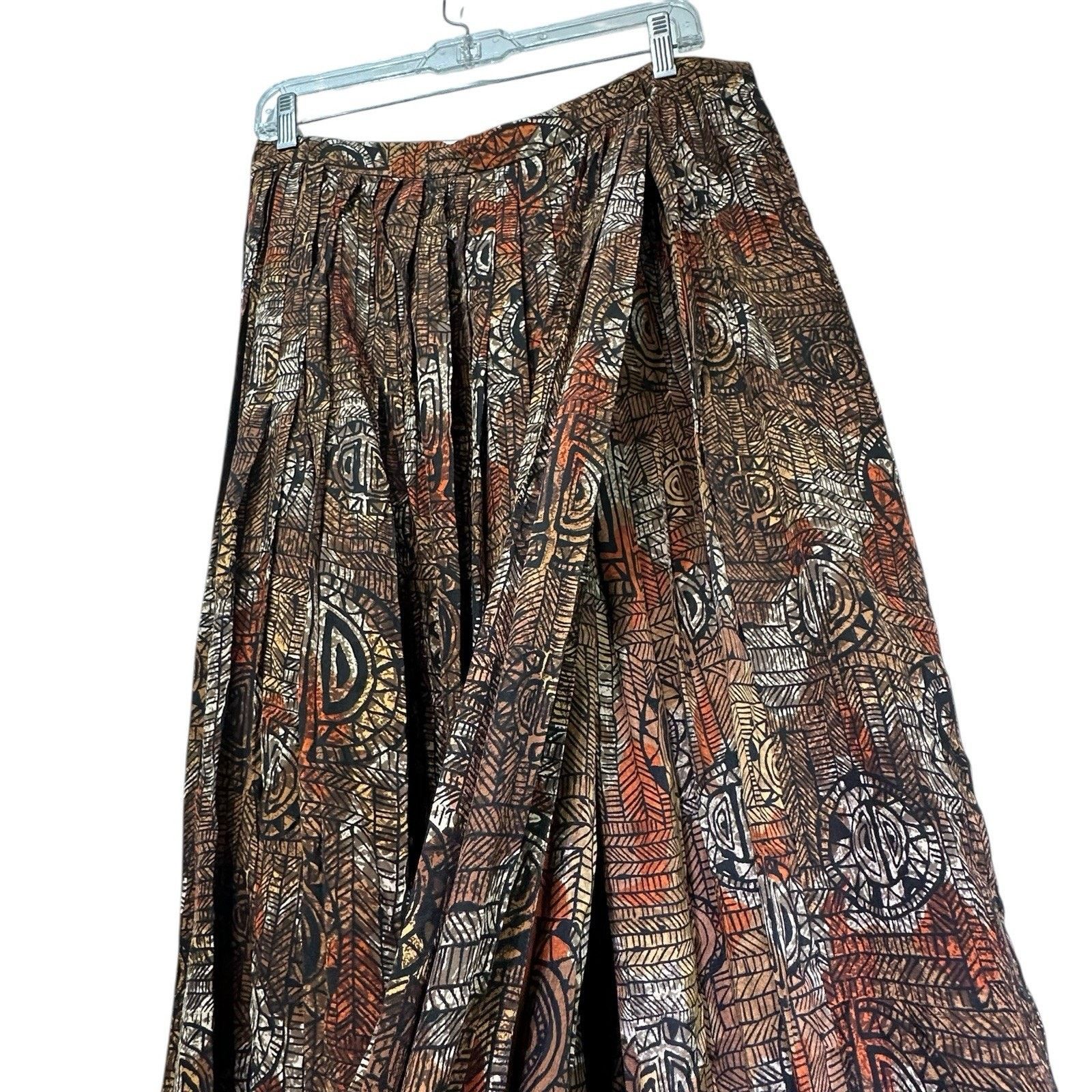 Ellen Tracy Linda Allard for Ellen Tracy Silk Abstract Tribal Skirt 10 Size 32" / US 10 / IT 46 - 2 Thumbnail