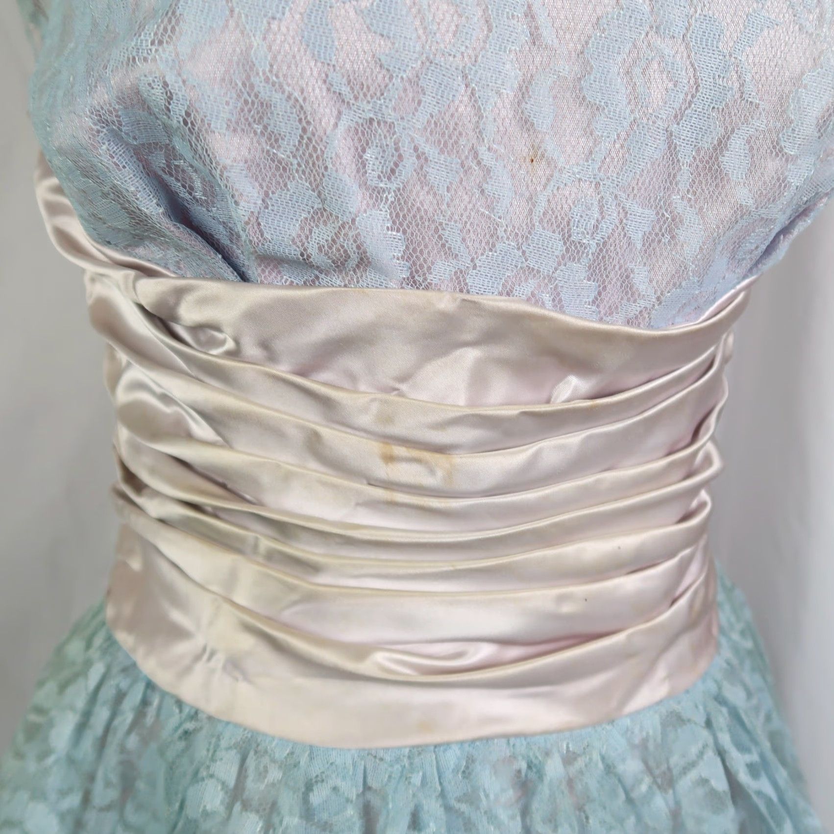 Vintage VINTAGE 60s Powder Blue Lace Full A-Line Midi Prom Dress S Womens Midi Lace Size S / US 4 / IT 40 - 5 Thumbnail