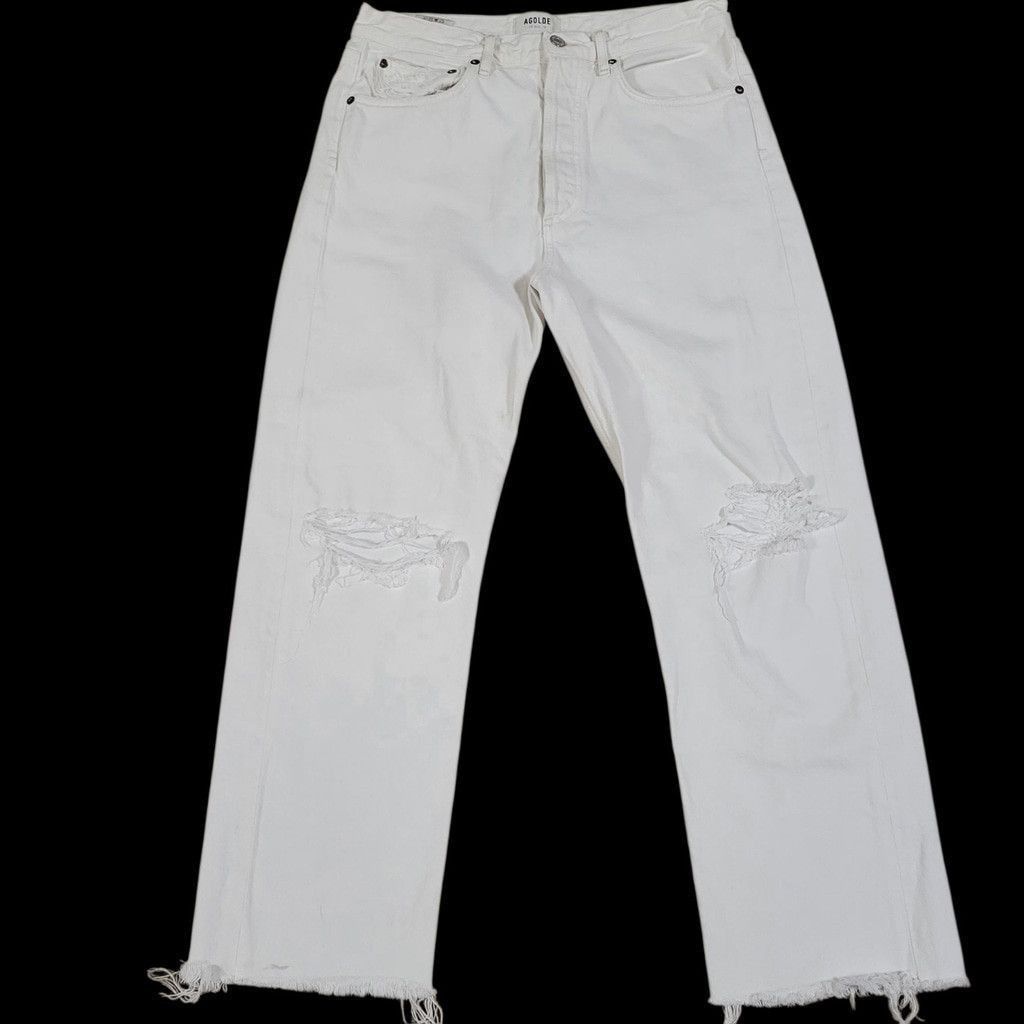 Agolde Agolde Women Distressed Raw Hem Cotton Straight Button-Fly Size 28" / US 6 / IT 42 - 1 Thumbnail