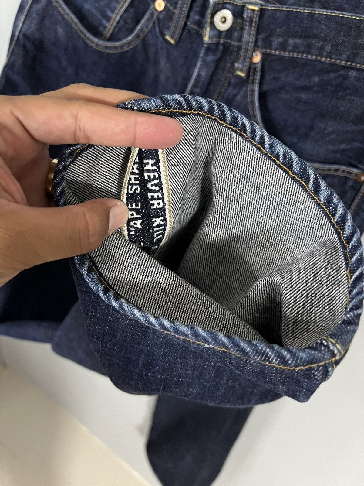 Bape Bape selvedge denim jeans ape head embroided Size US 31 - 11 Thumbnail