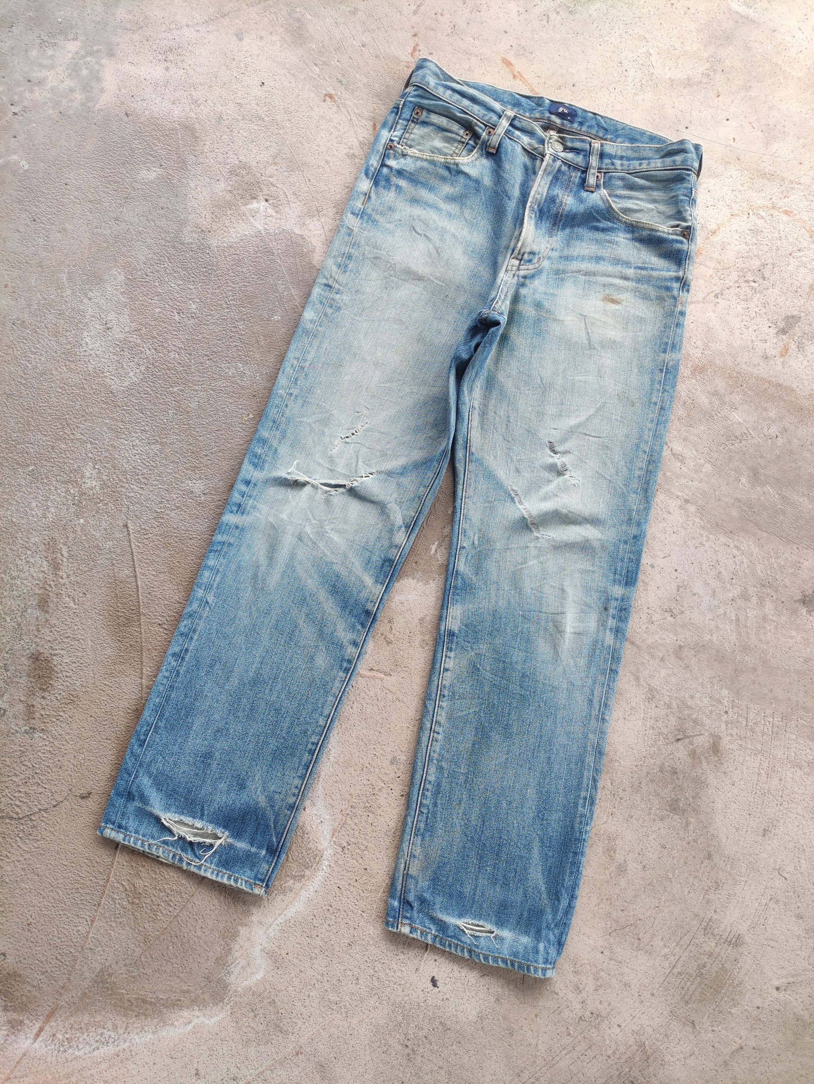 GU Vintage GU Jean Distressed Faded Denim Pants Size US 32 / EU 48 - 2 Thumbnail