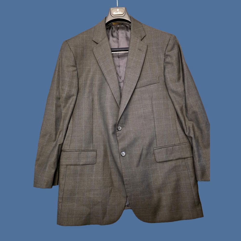 Brooks Brothers Brooks Brothers Madison Suit Mens 44 Gray Plaid 2 Piece Jacket Pants Italy Wool 39x29 Regular Notch Lapel Four-Button Cuffed Size 44R - 1 Thumbnail